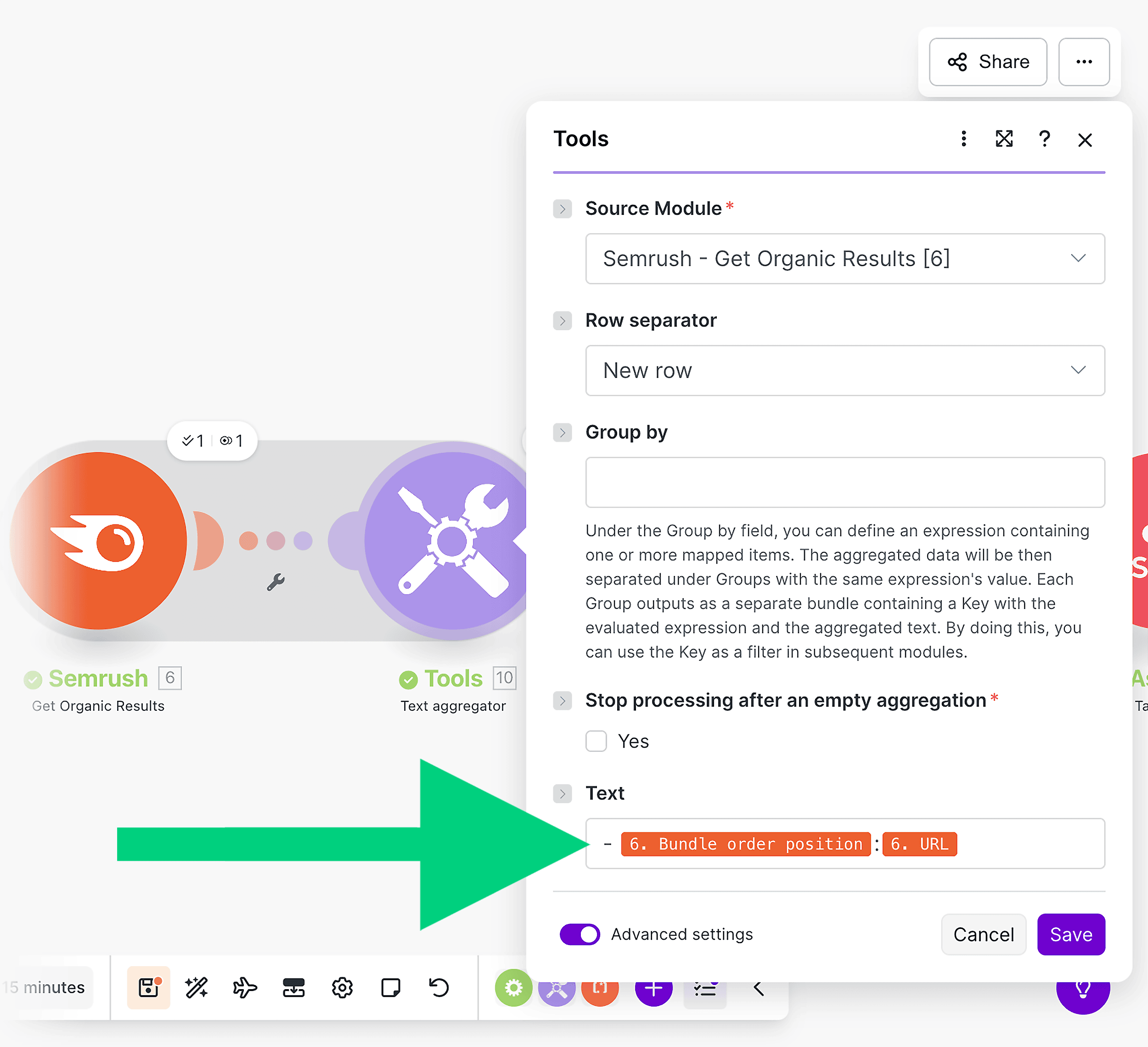 Bundle order position & URL