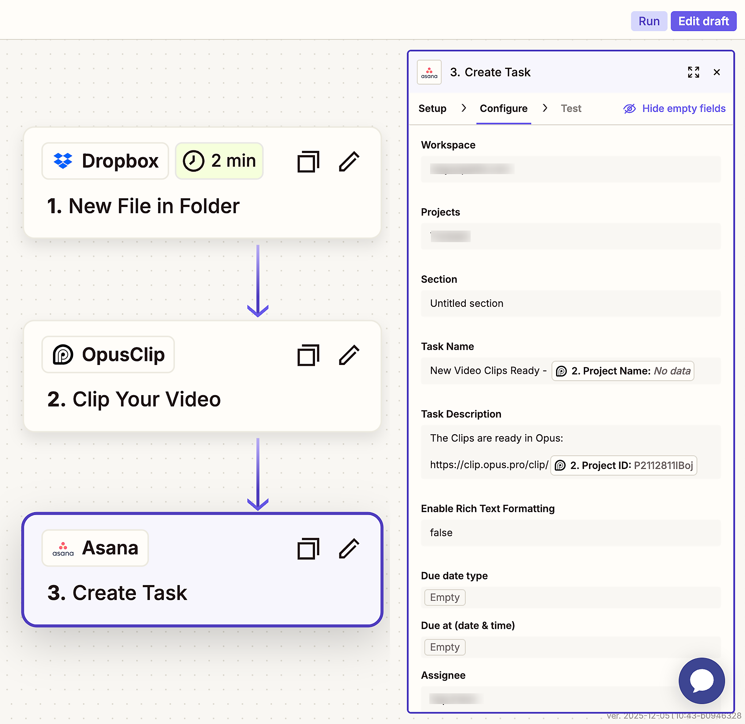 Create task in Asana