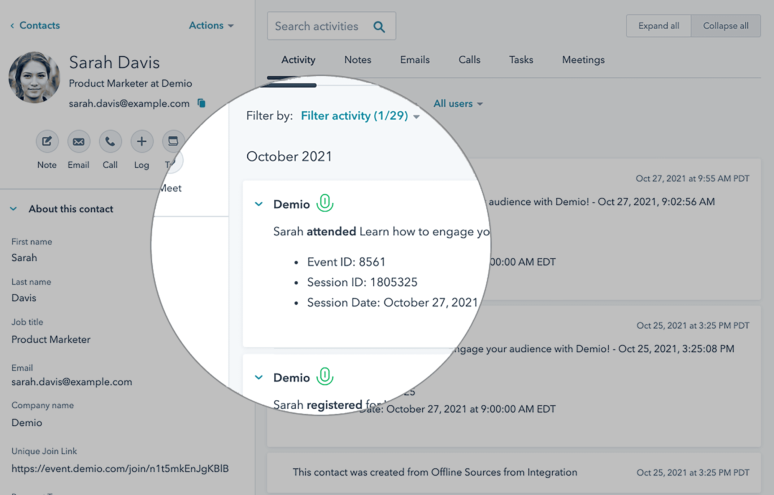 Demio import data into HubSpot