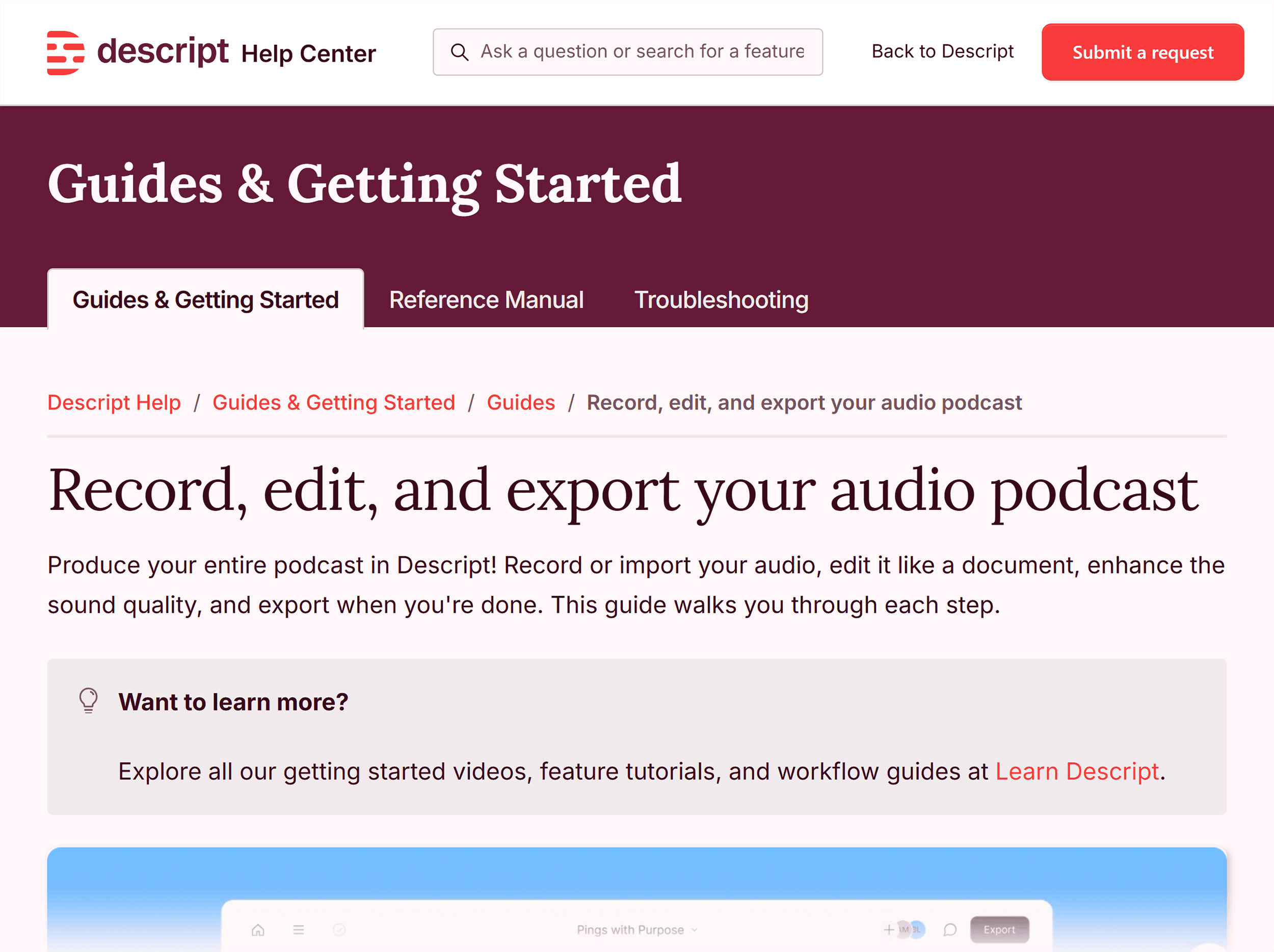 Descript Help Center