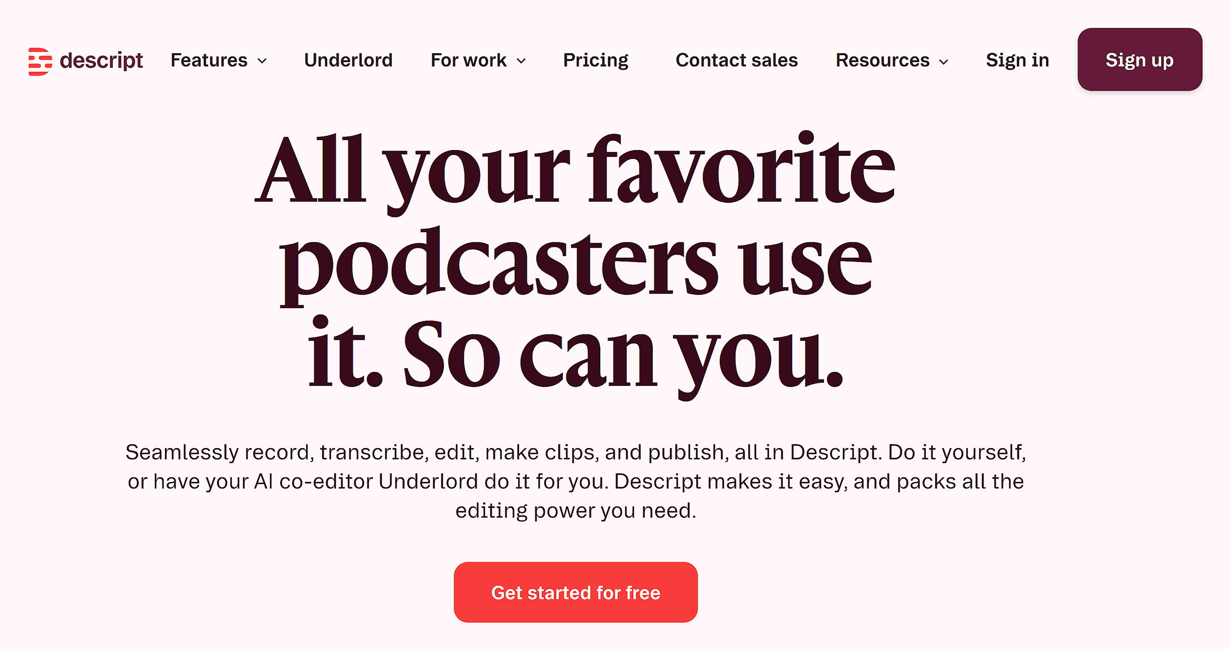 Descript – Homepage