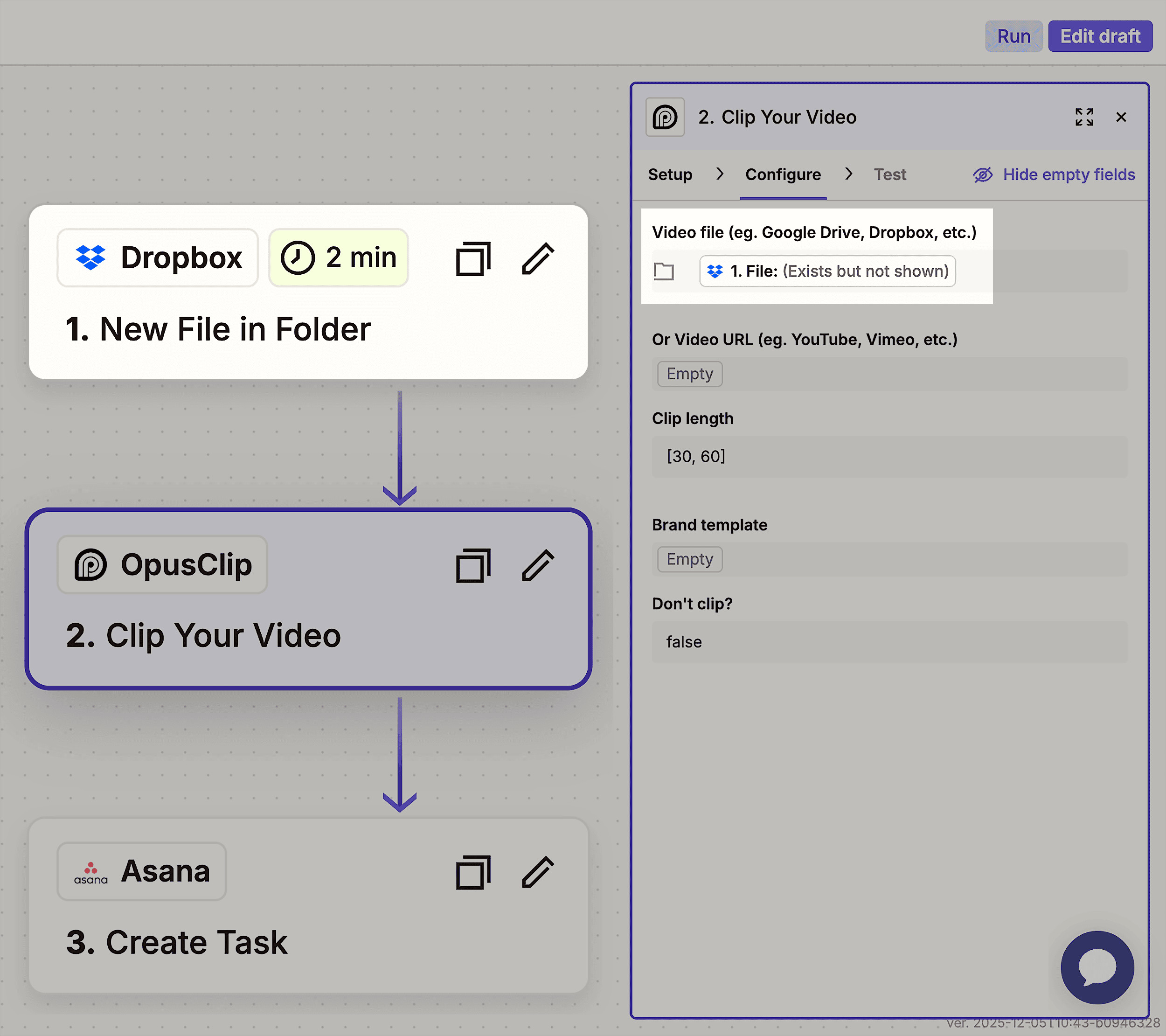Dropbox step – Video file