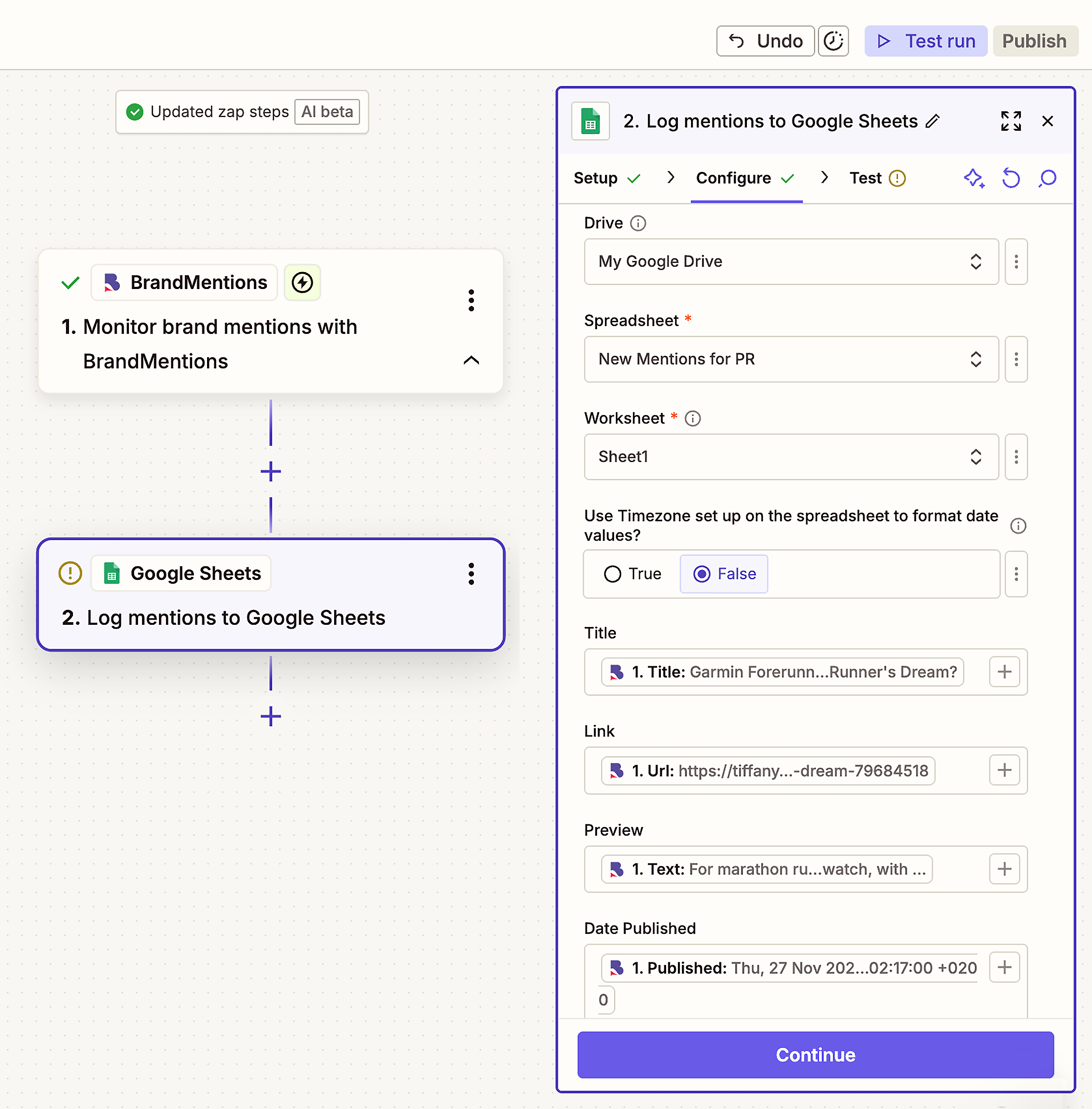 From BrandMentions to Google Sheets