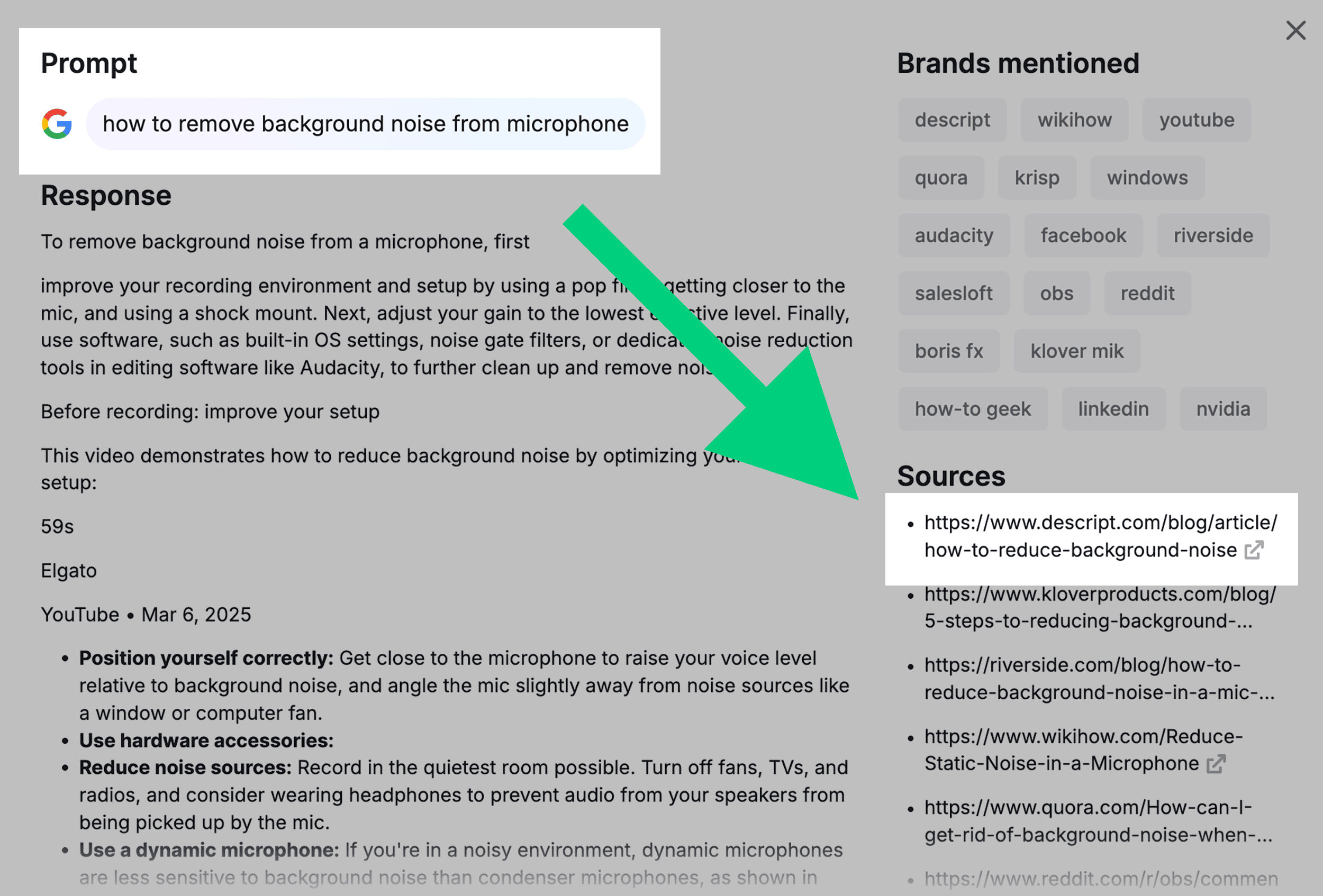 Google AI Mode – Prompt – Sources