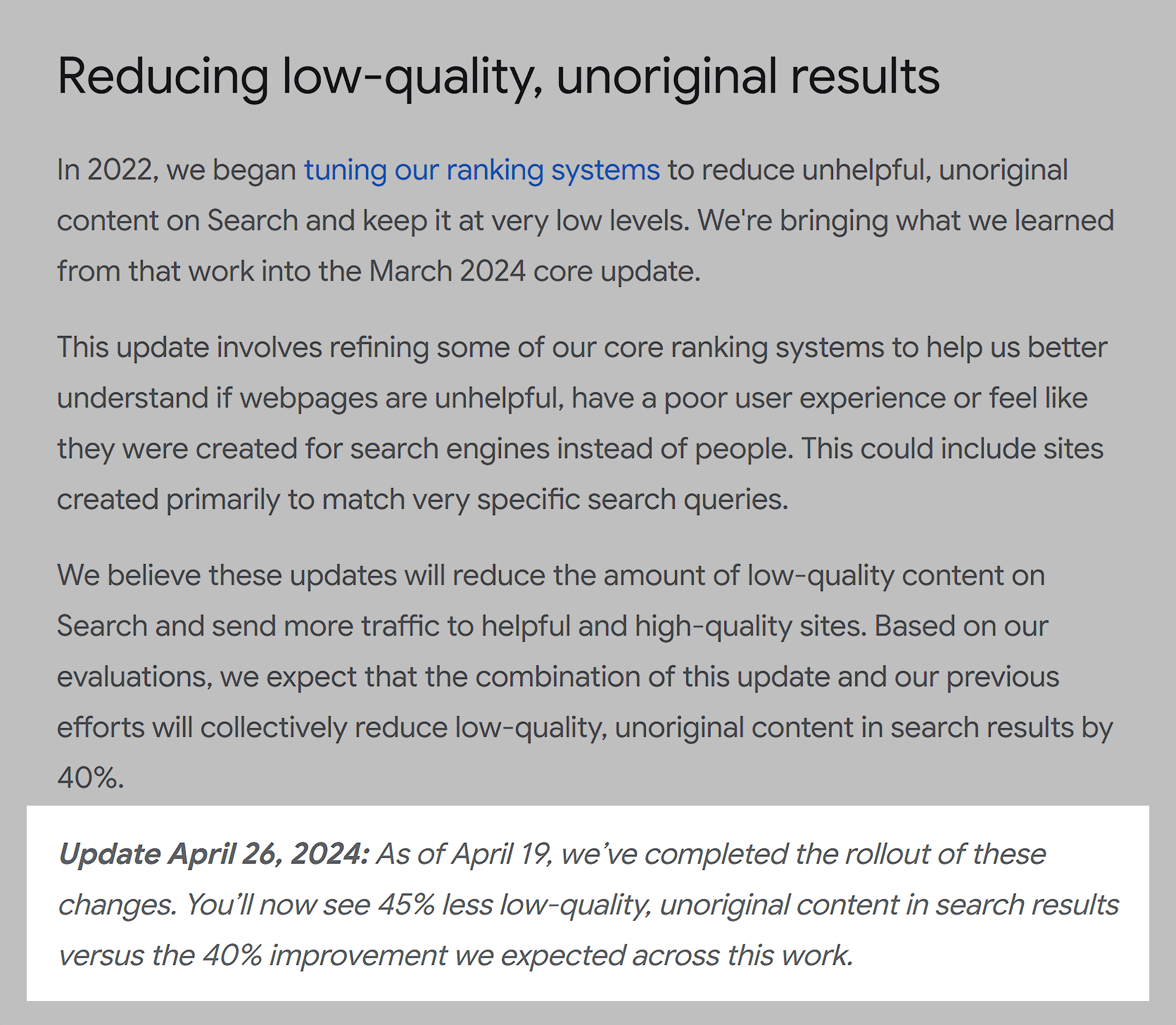 Google – Low-quality results