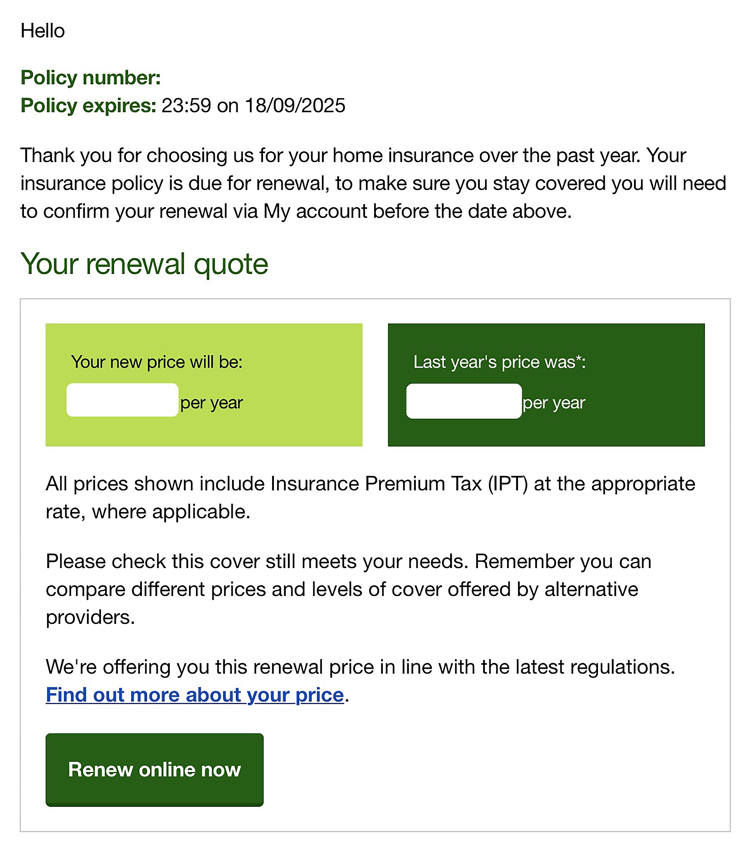 Home Insurance Renewal