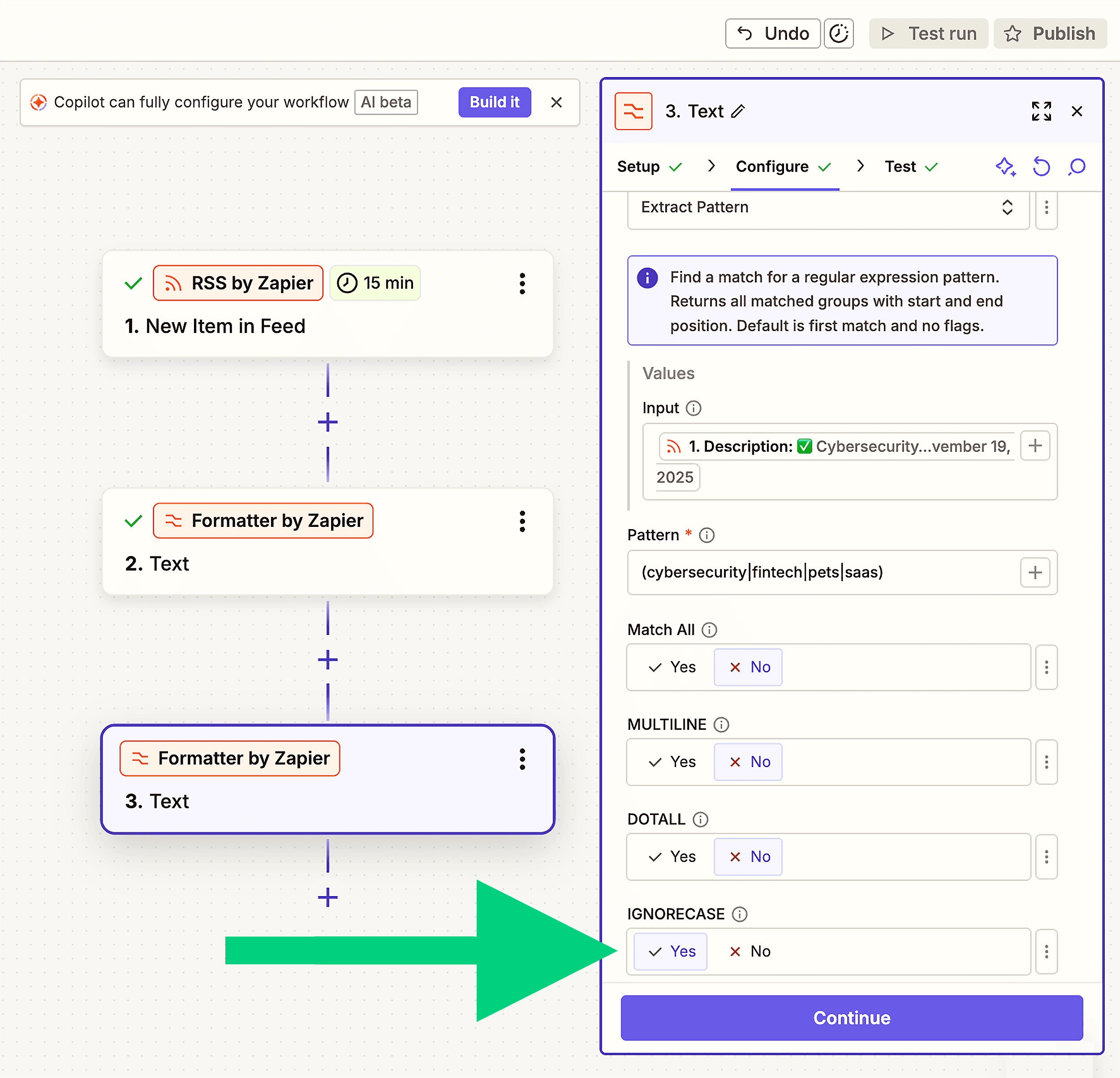 Ignorecase is set to yes