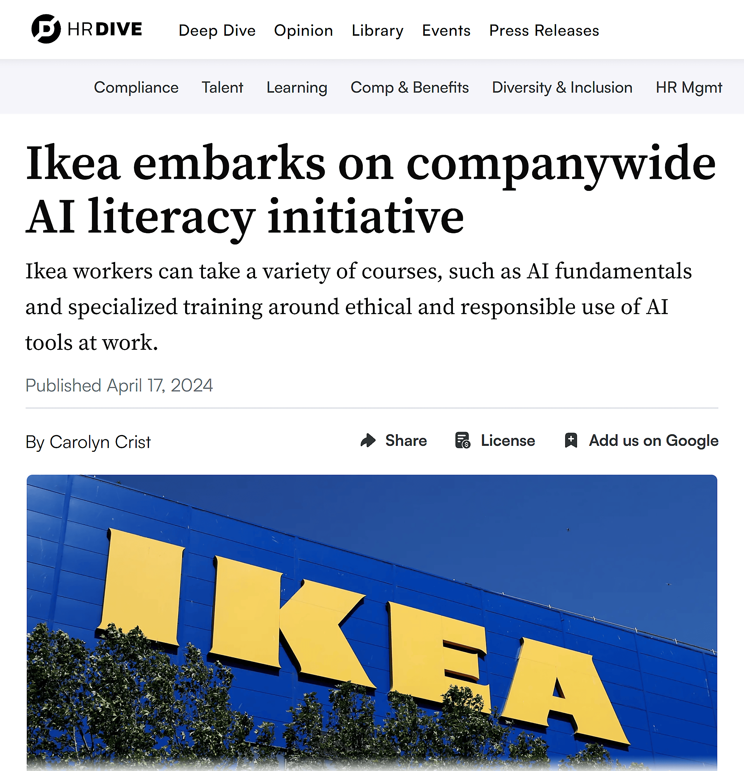 Ikea – AI training programs for their teams