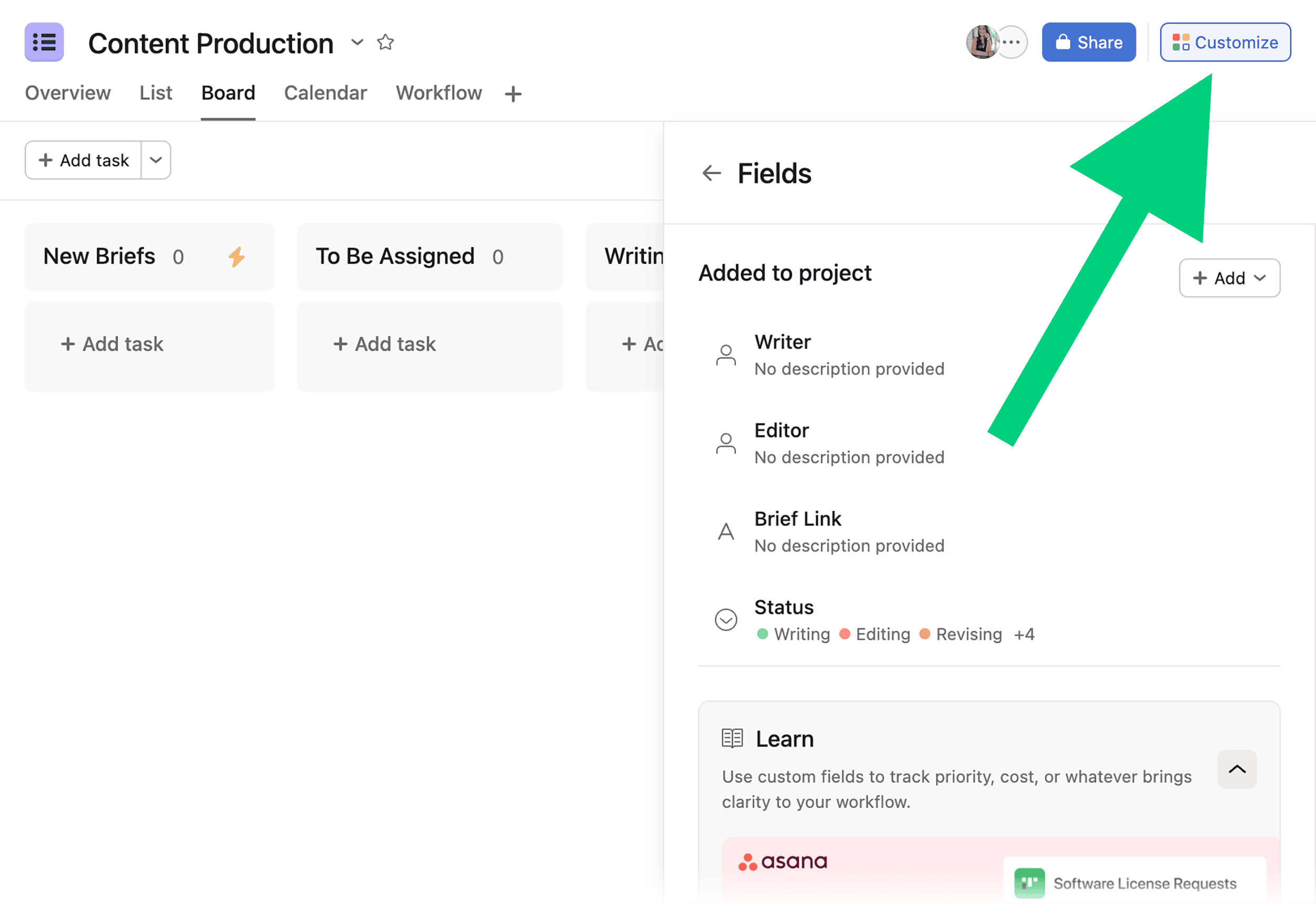 Rules system in Asana