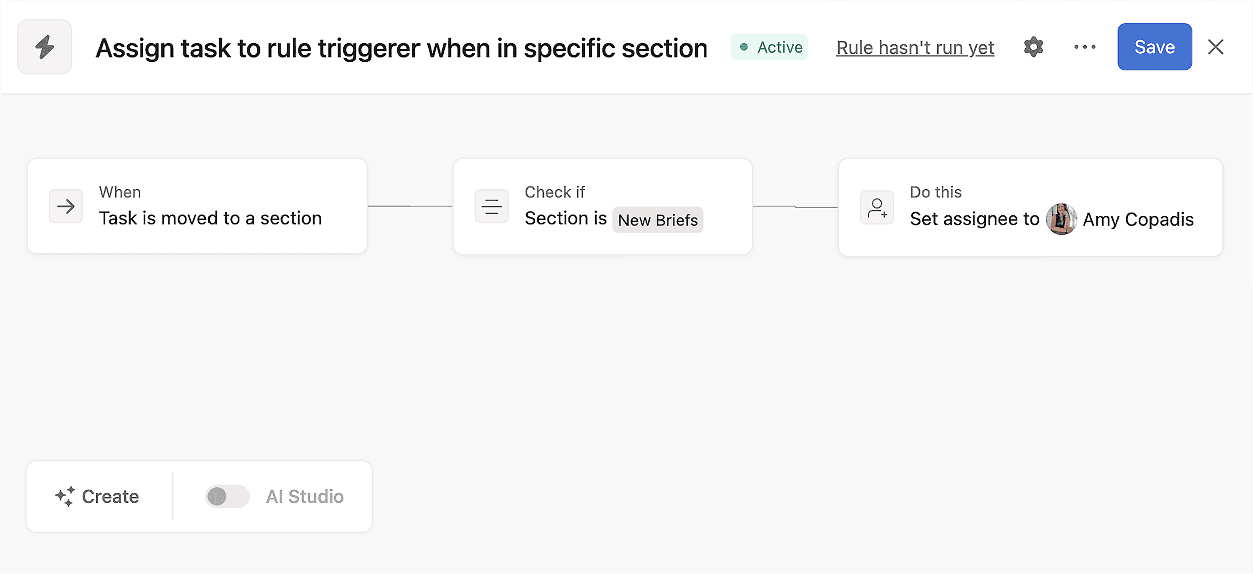 Use a rule to auto assign someone on your team