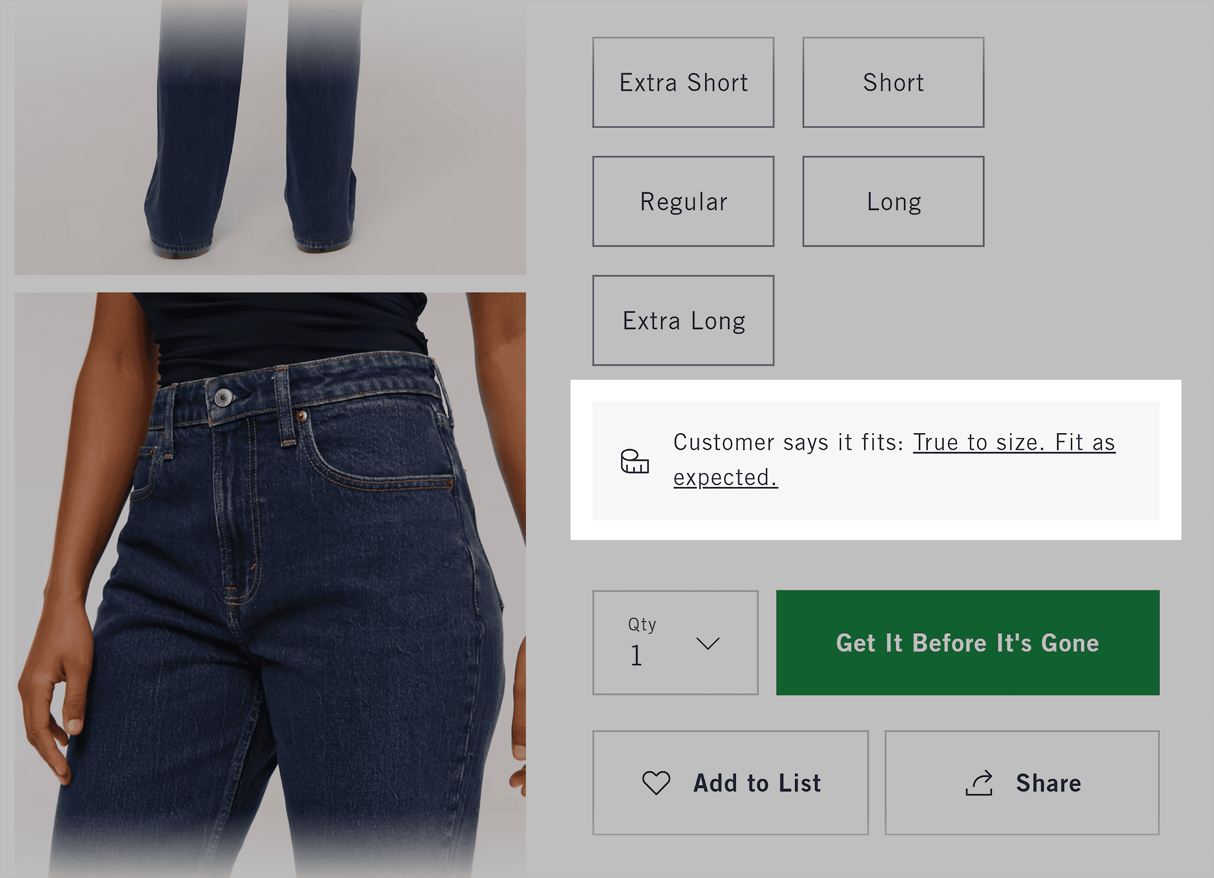 Abercrombie – Customer says it fits