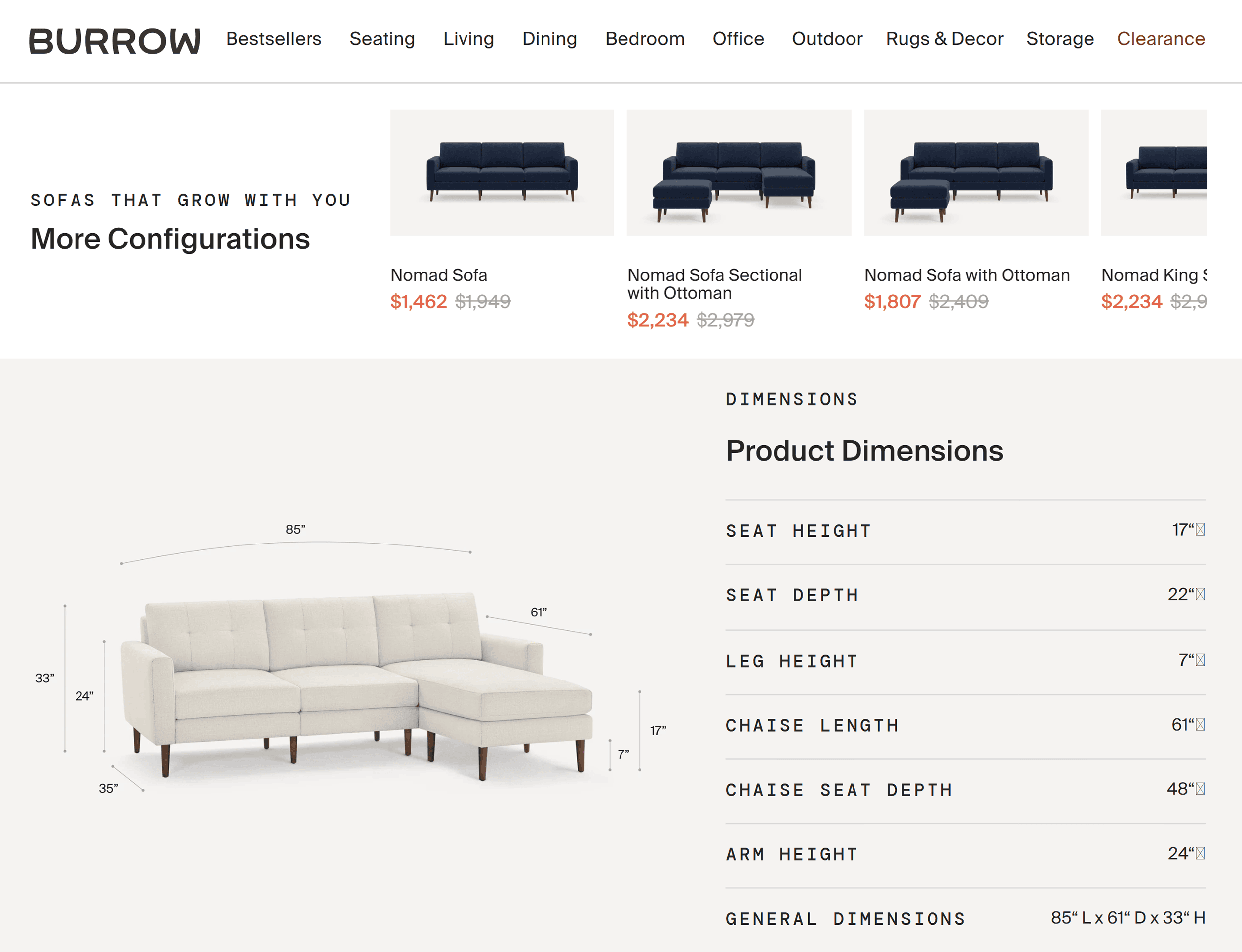 Burrow – Configurations of sofas