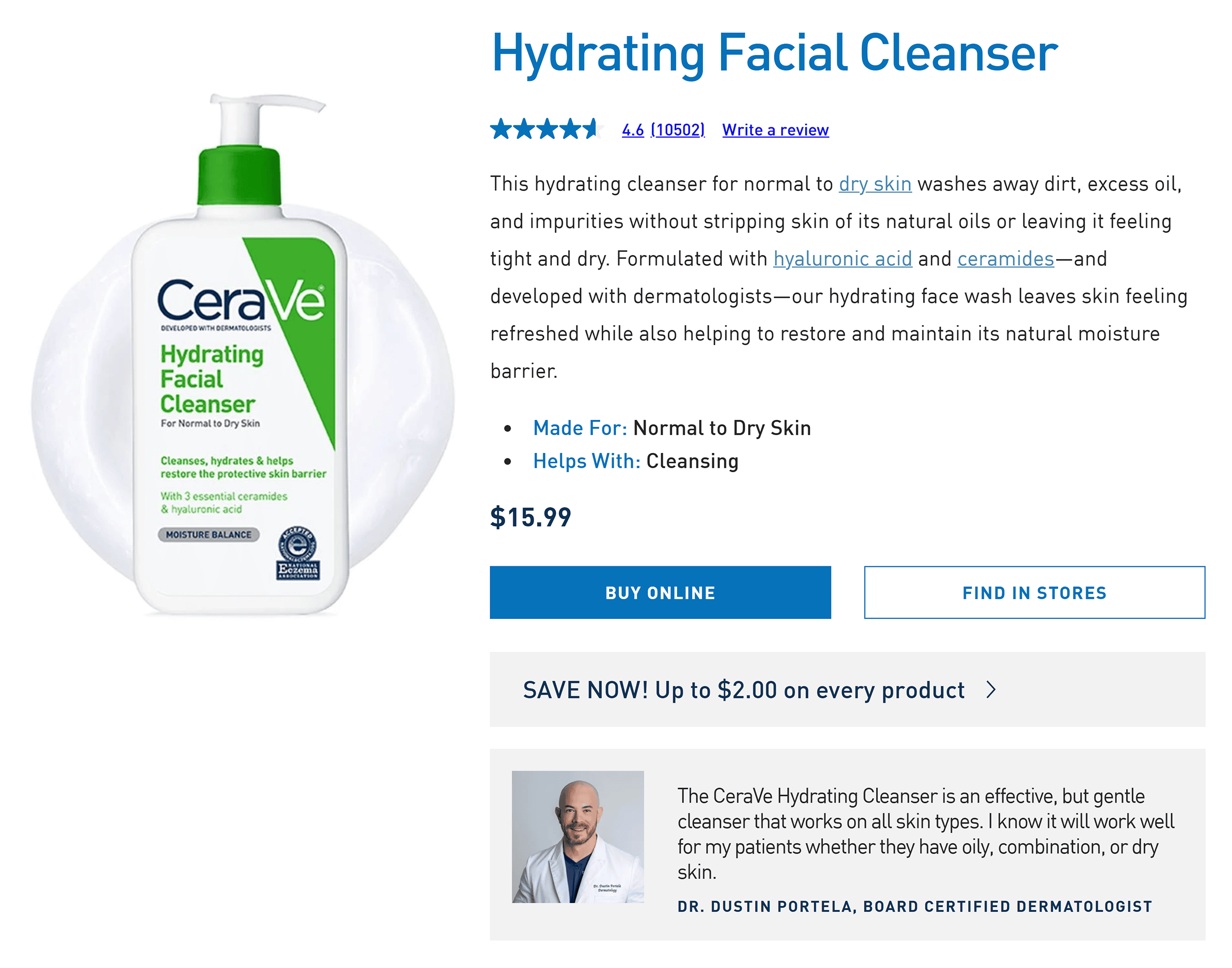 CeraVe – Hydrating Facial Cleanser