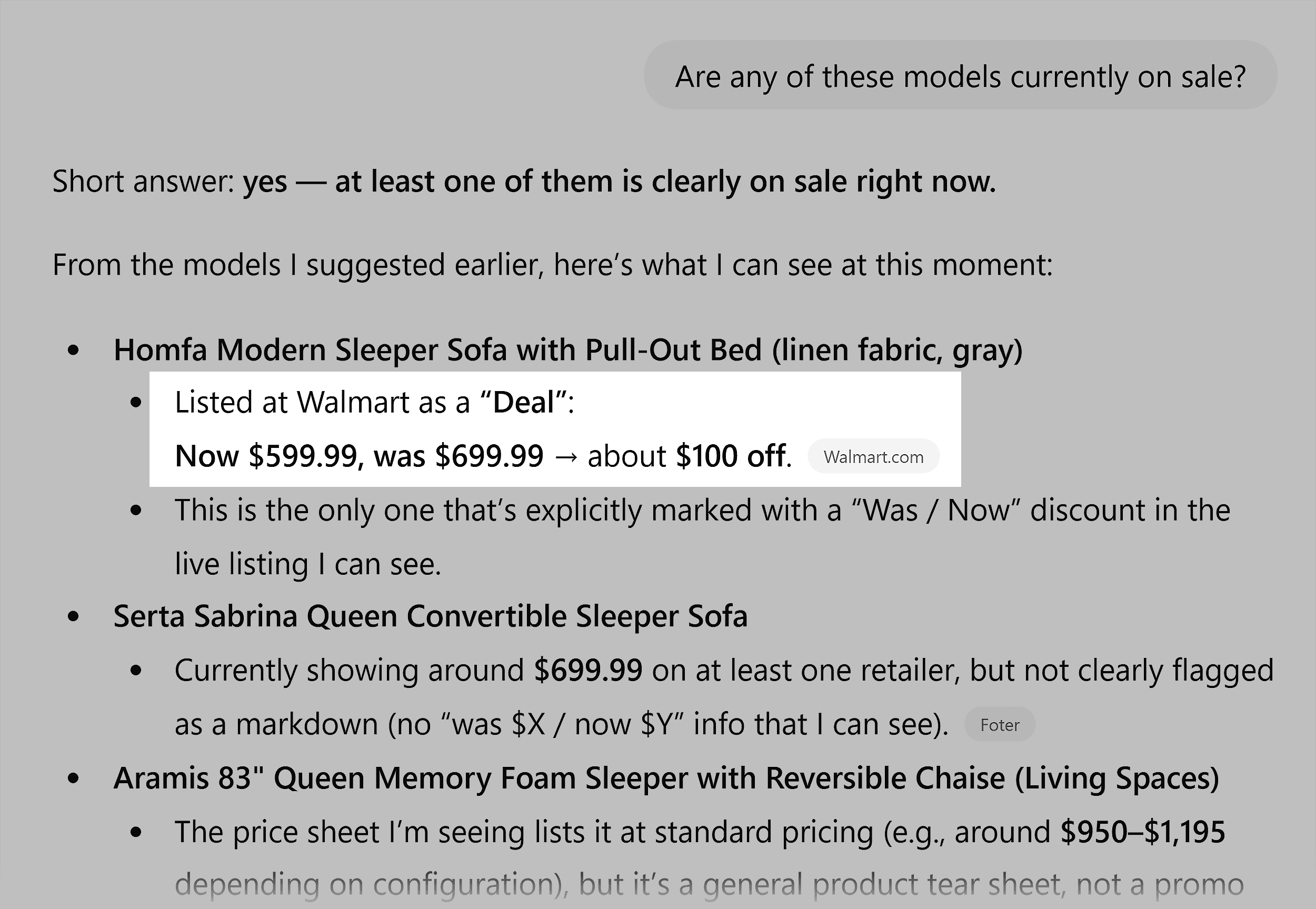 ChatGPT – Narrowed down options & provided prices