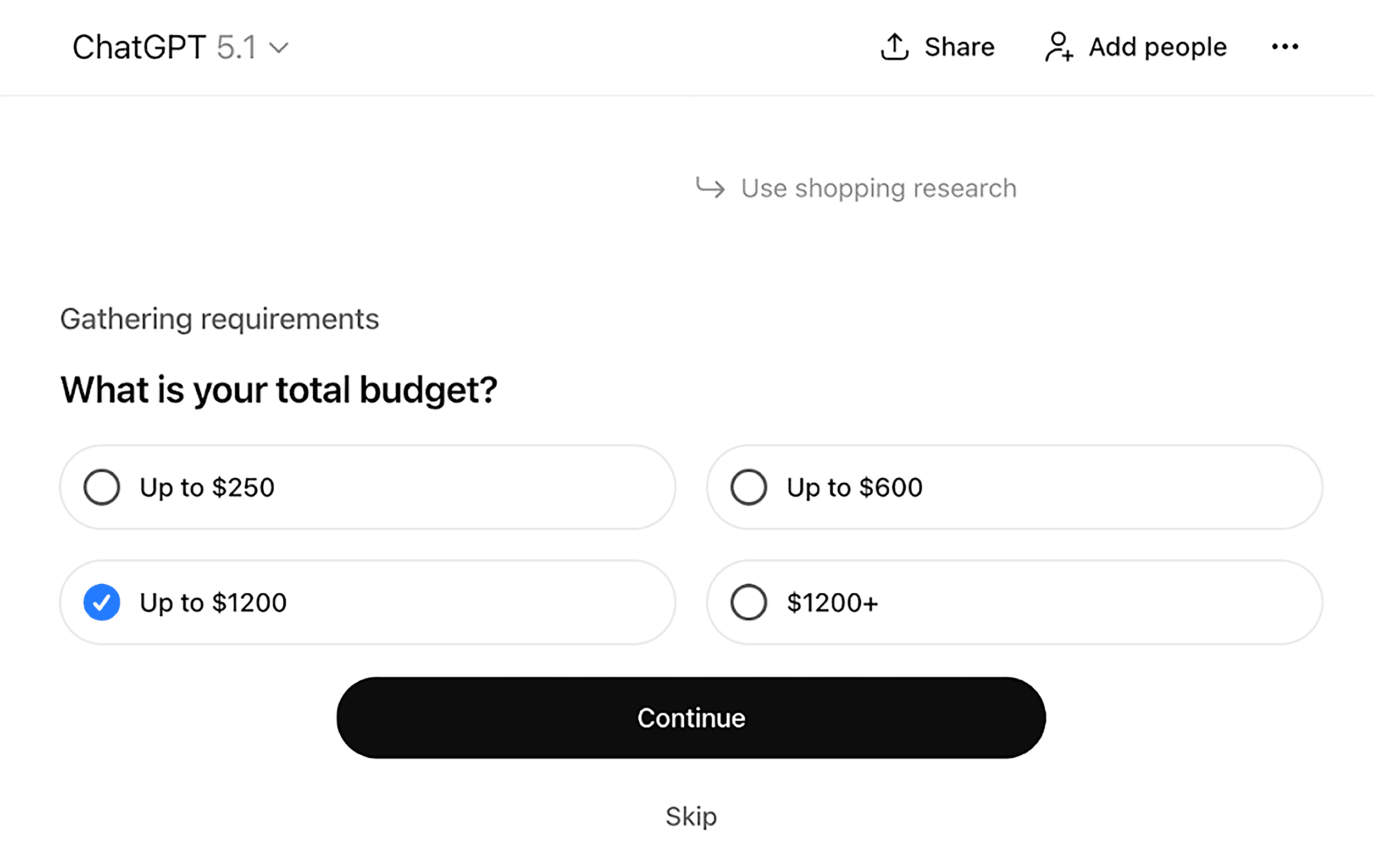 ChatGPT – Use shopping research