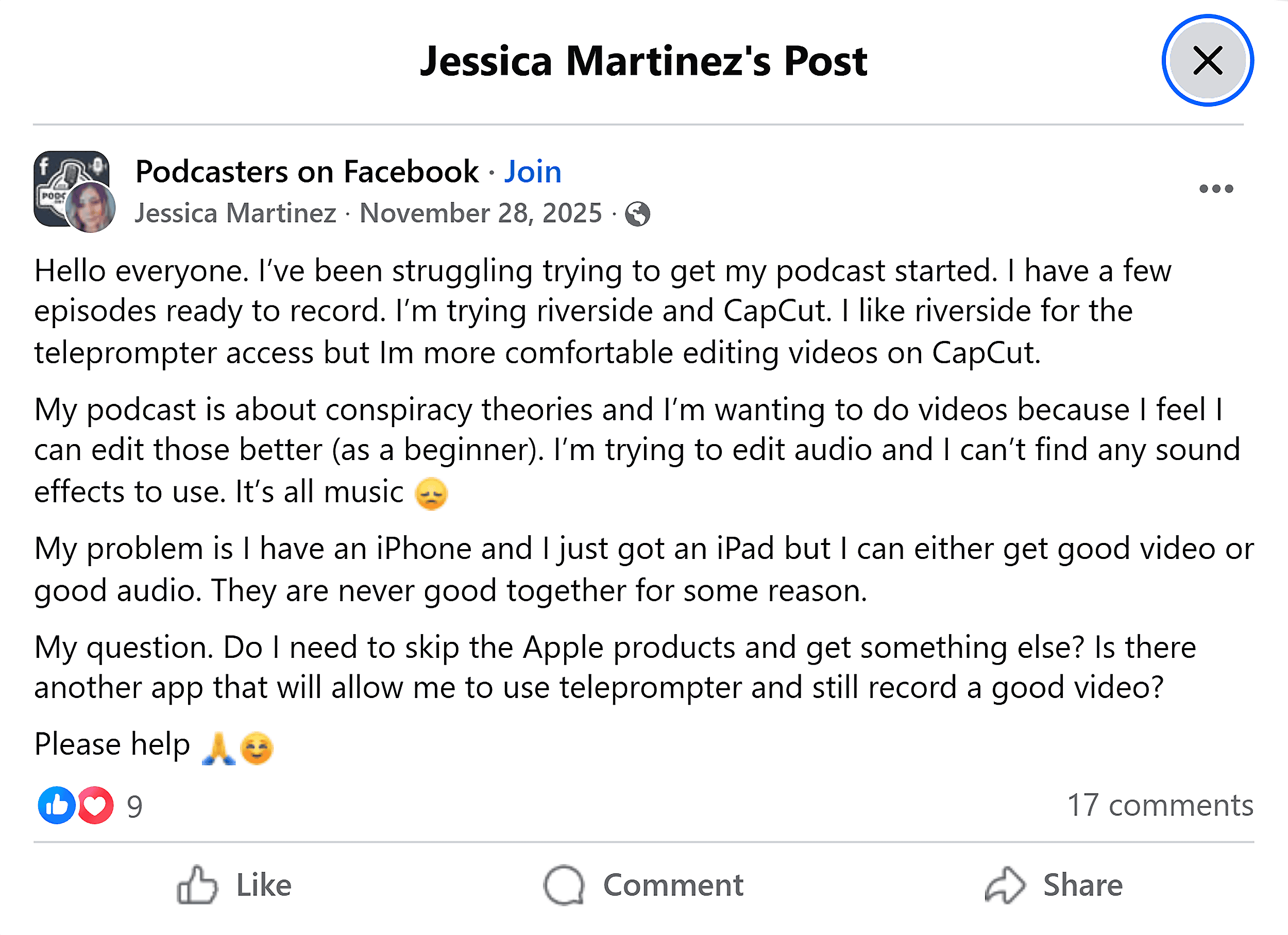 Facebook – Podcasters on Facebook