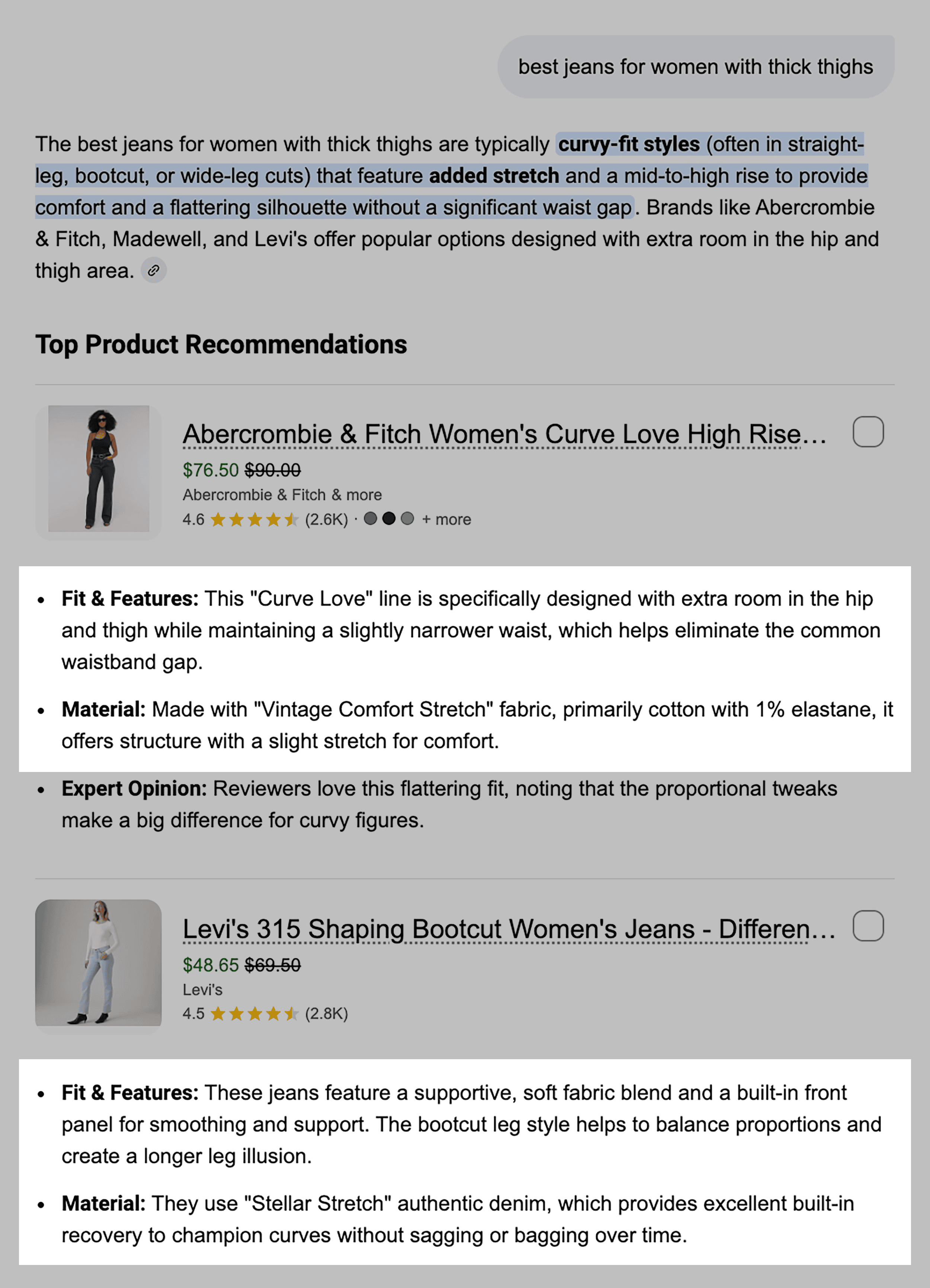 Google AI Mode – About products