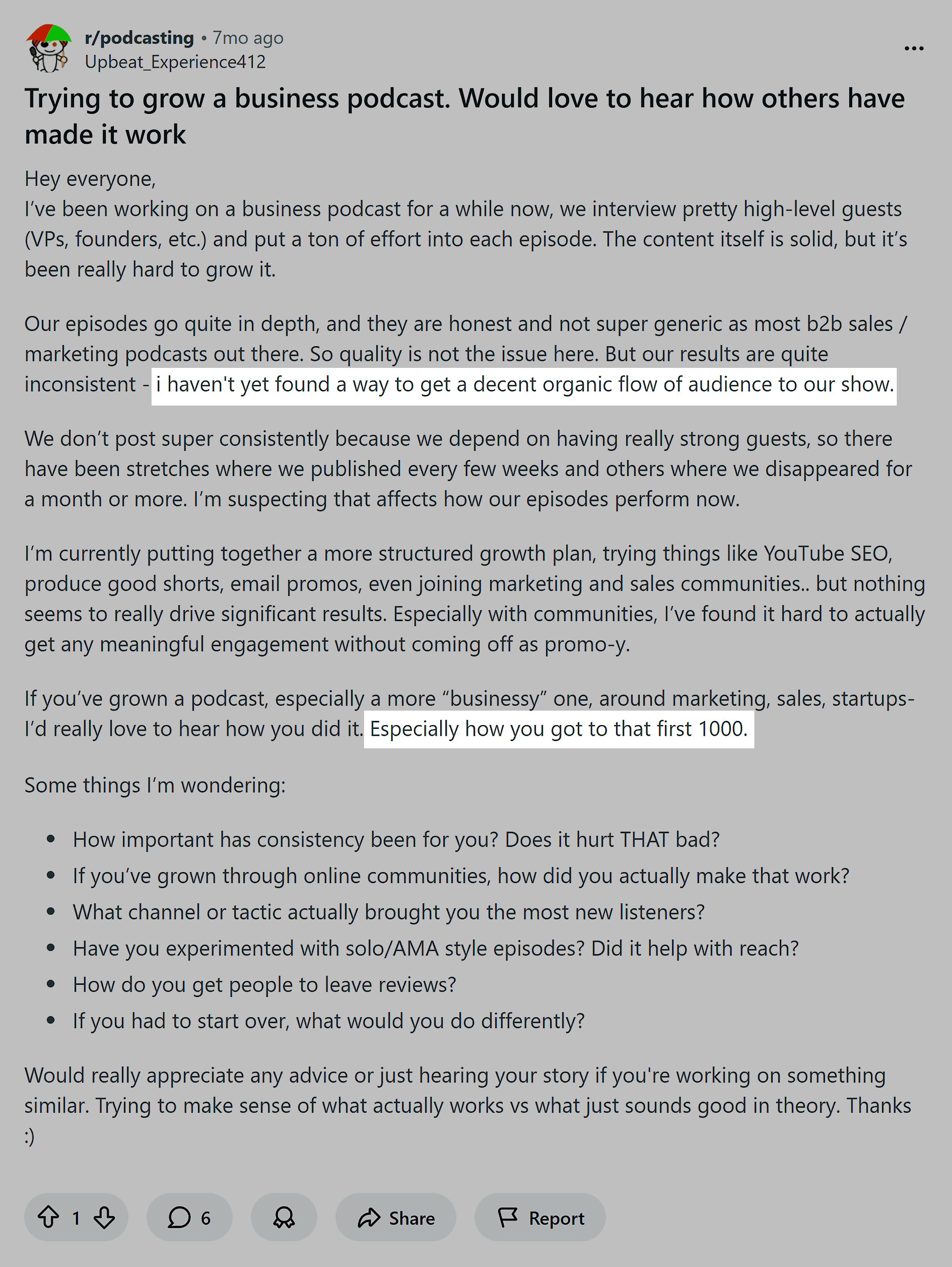 Reddit – Podcast marketing