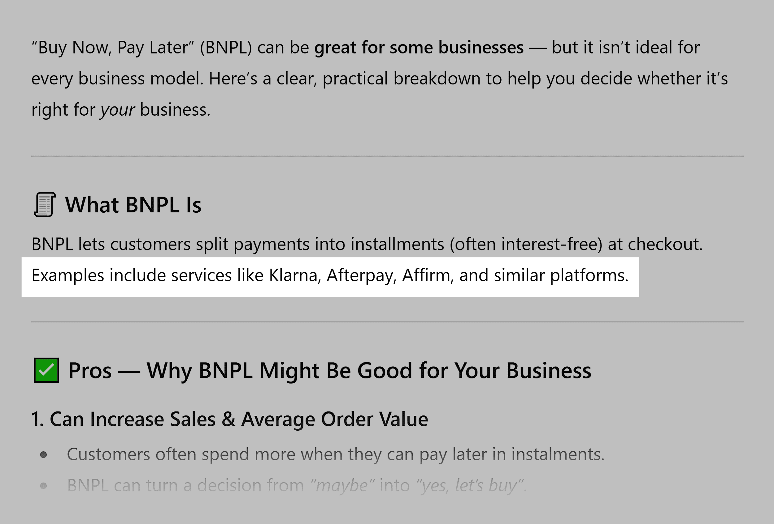 ChatGPT – BNPL providers