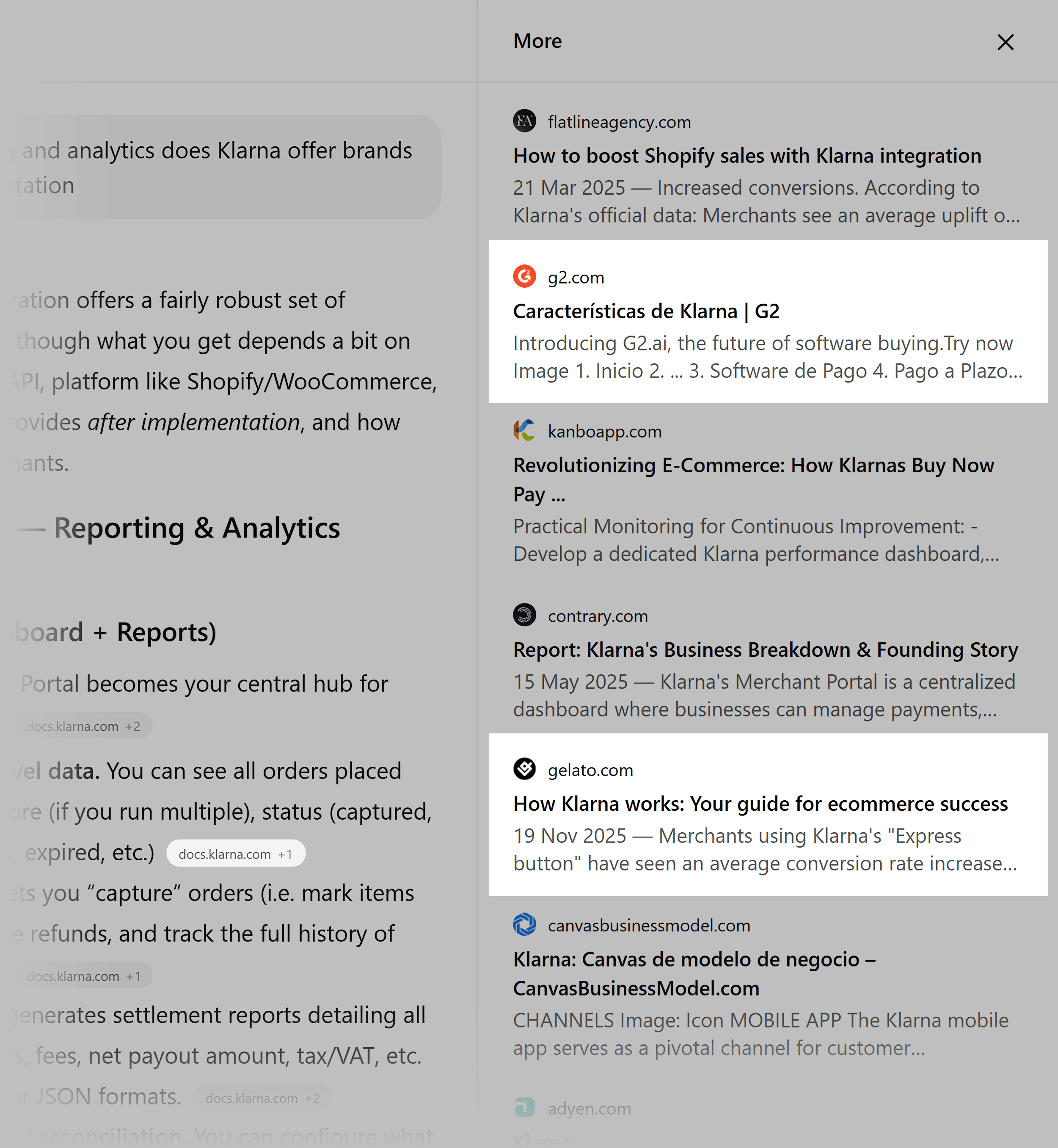 ChatGPT – Klarna – Reporting analytics sources
