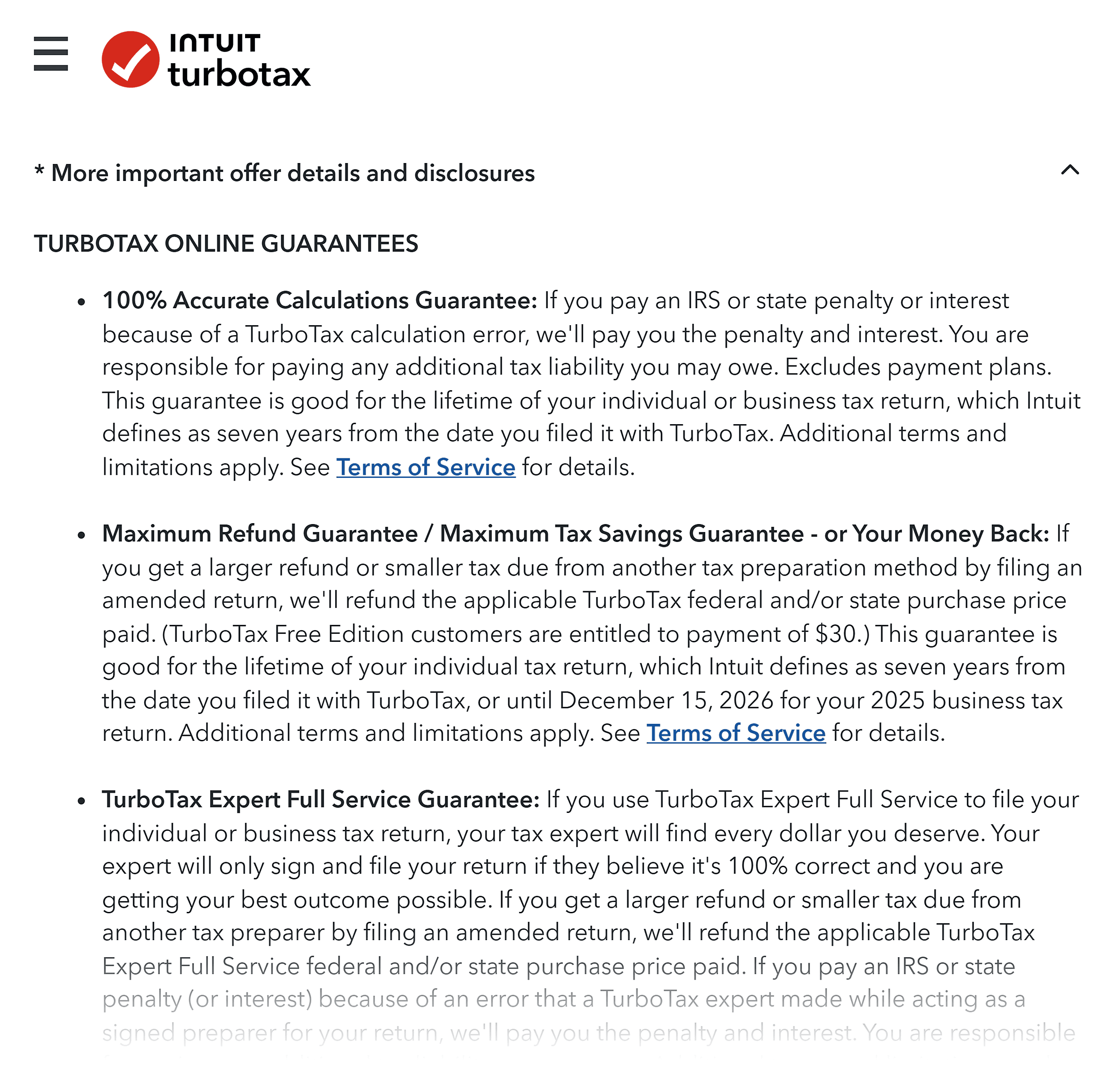 Intuit Turbotax – Landing page