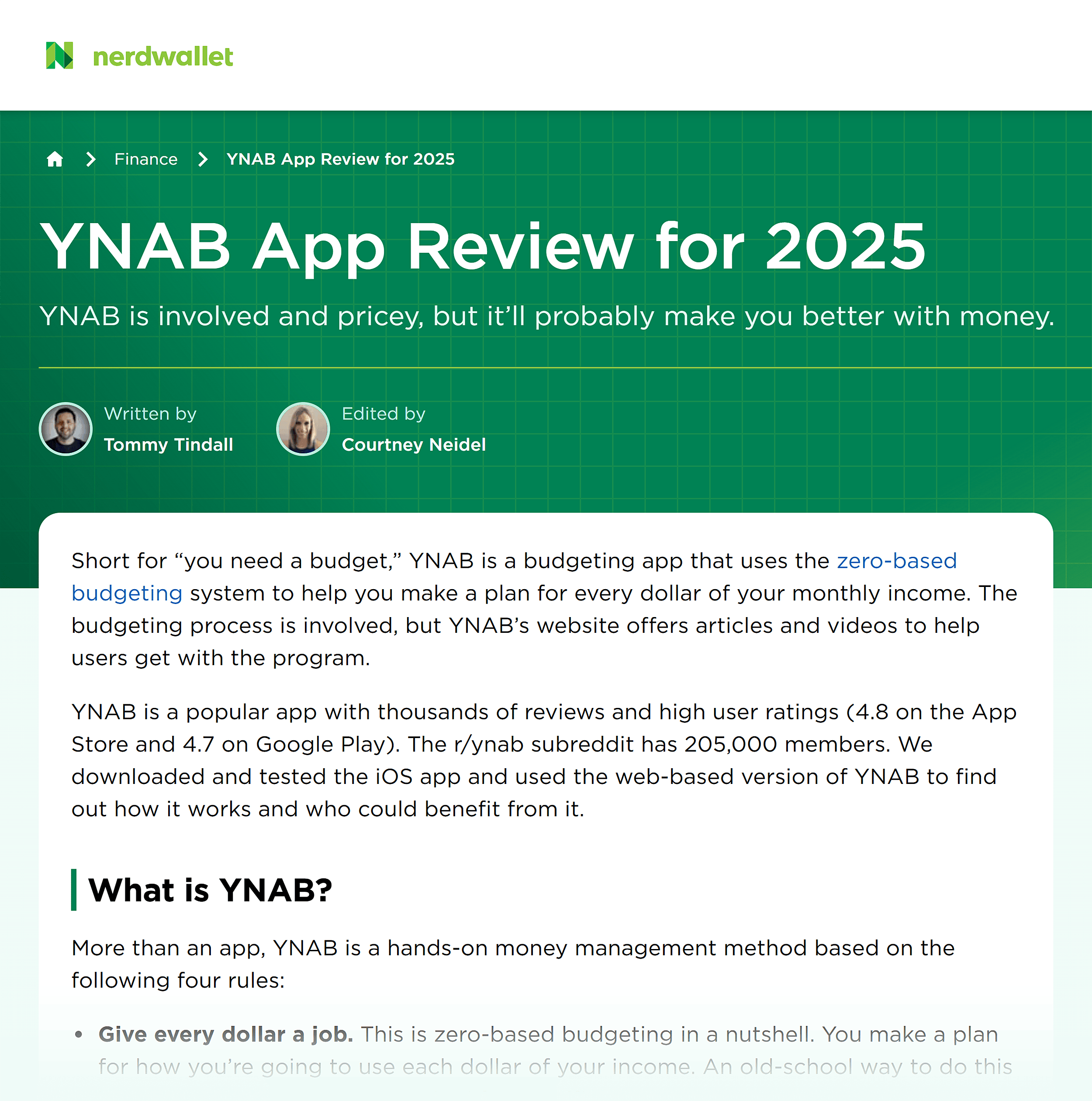 NerdWallet – YNAB – App review