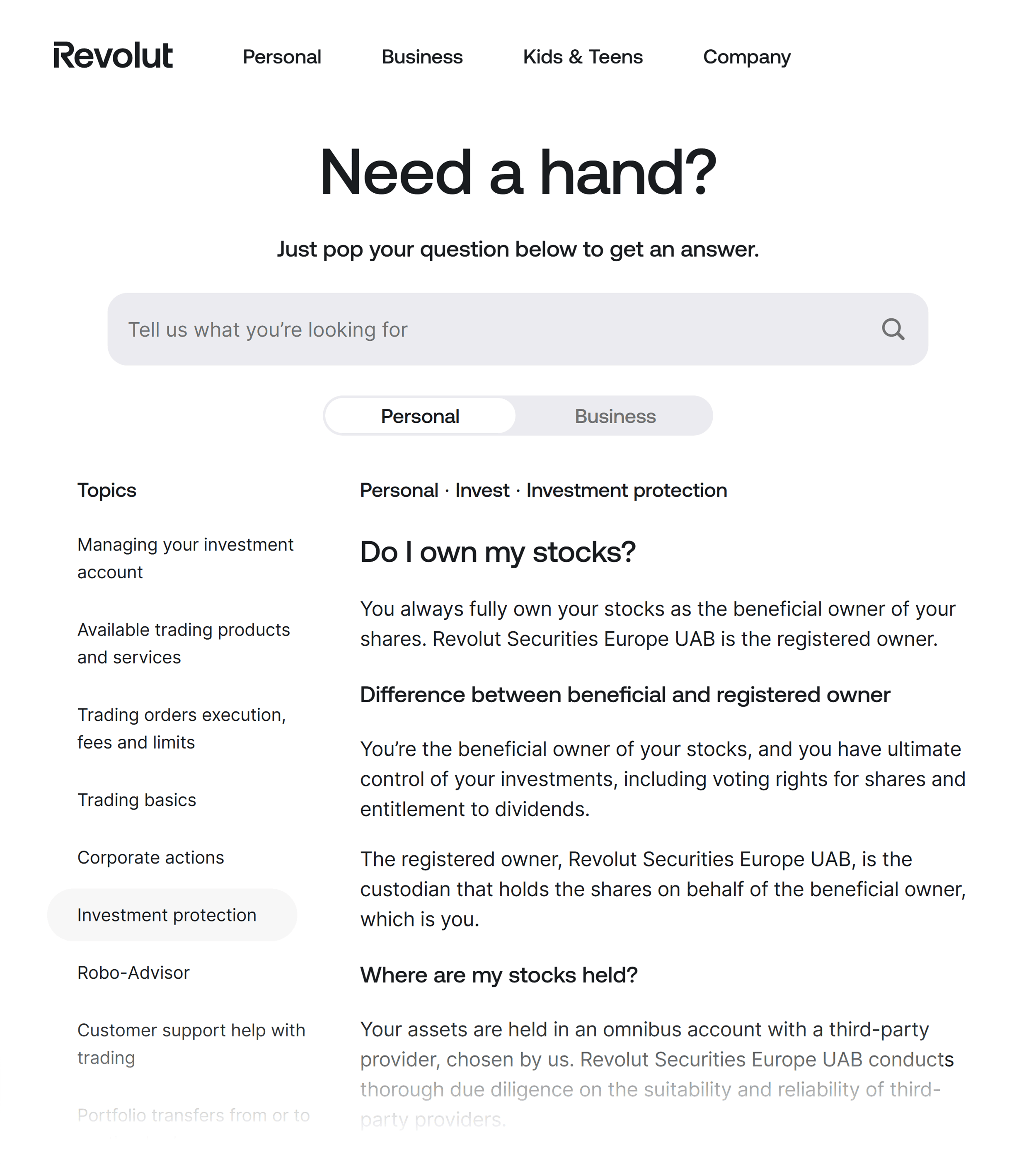 Revolut – Help article