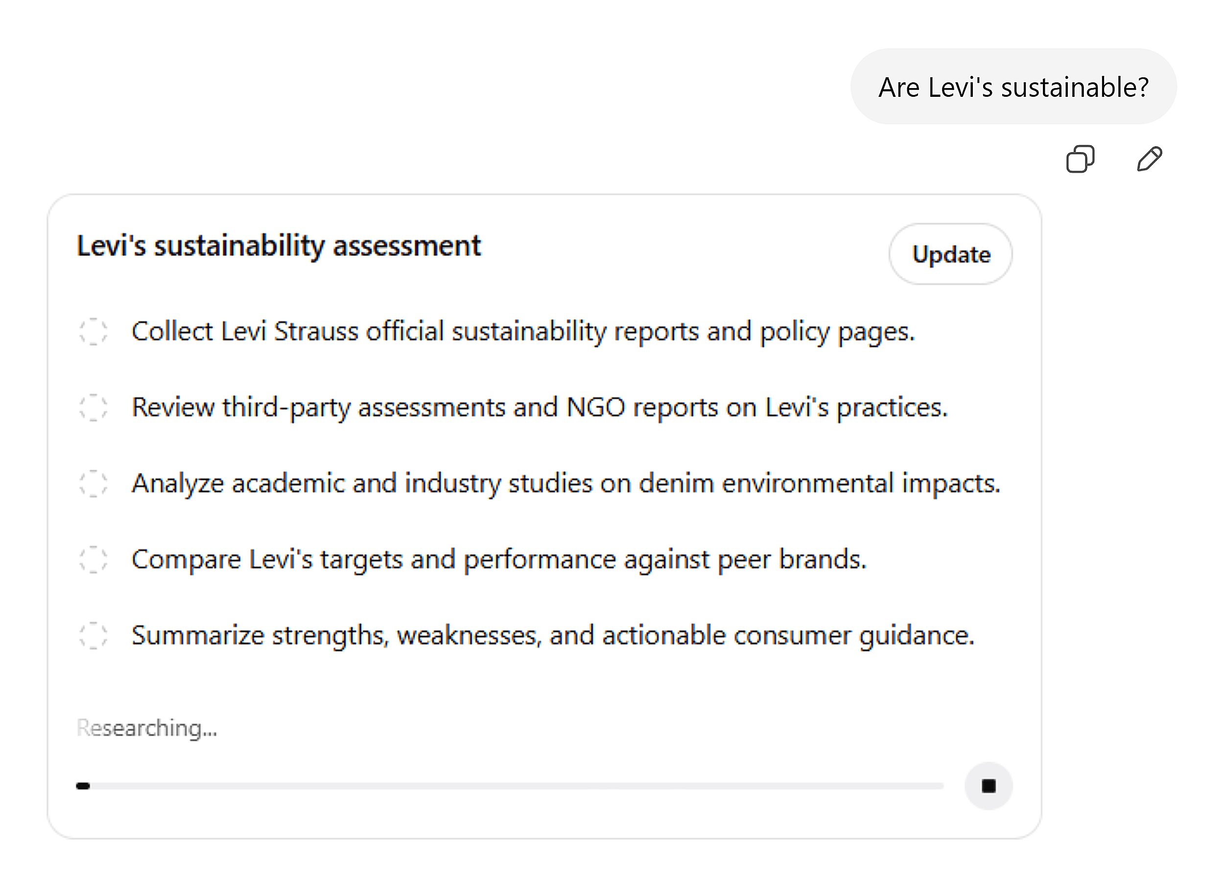 ChatGPT – Levi's sustainability – Deep research