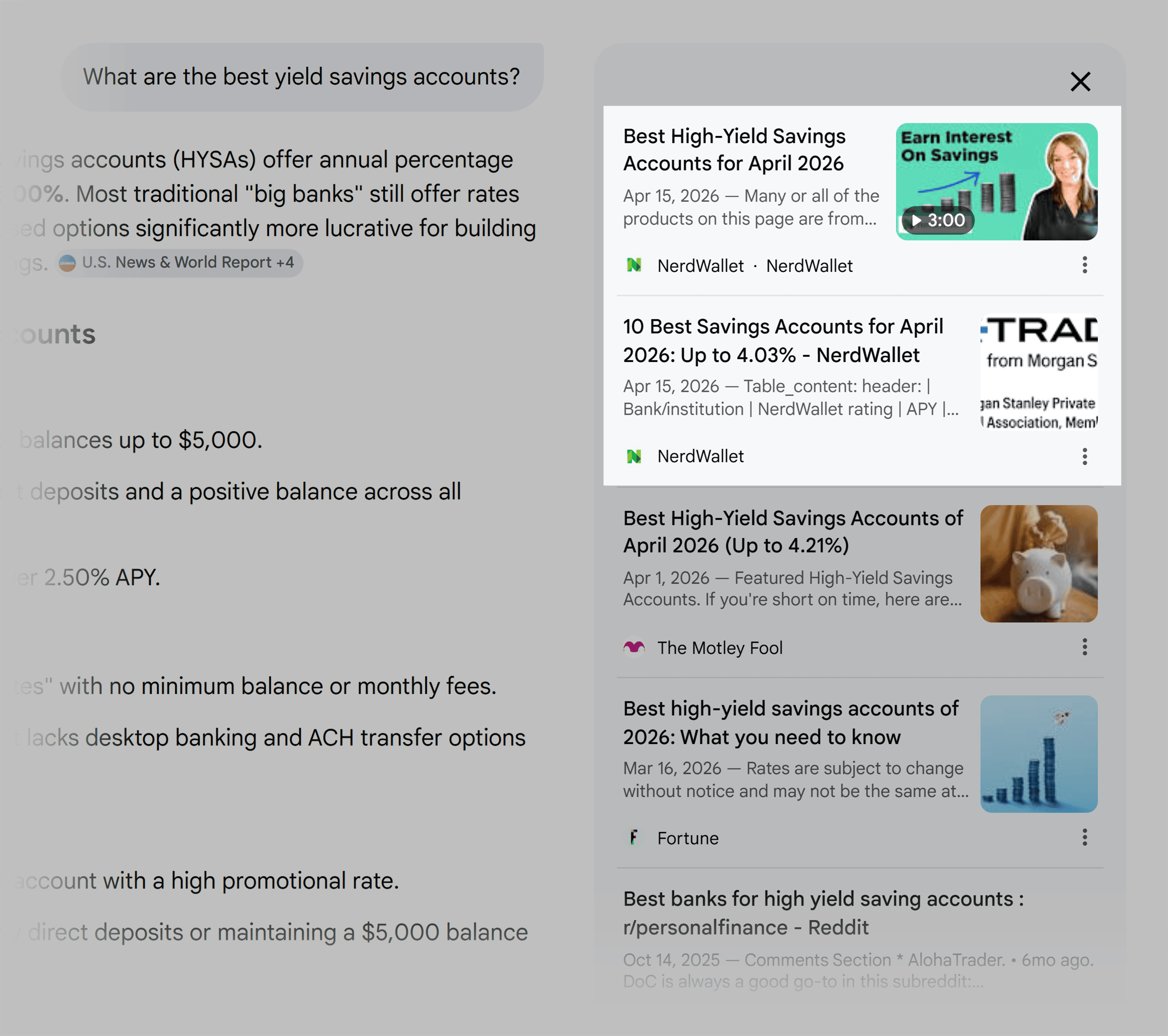 Google AI Mode – Best savings accounts – Nerdwallet