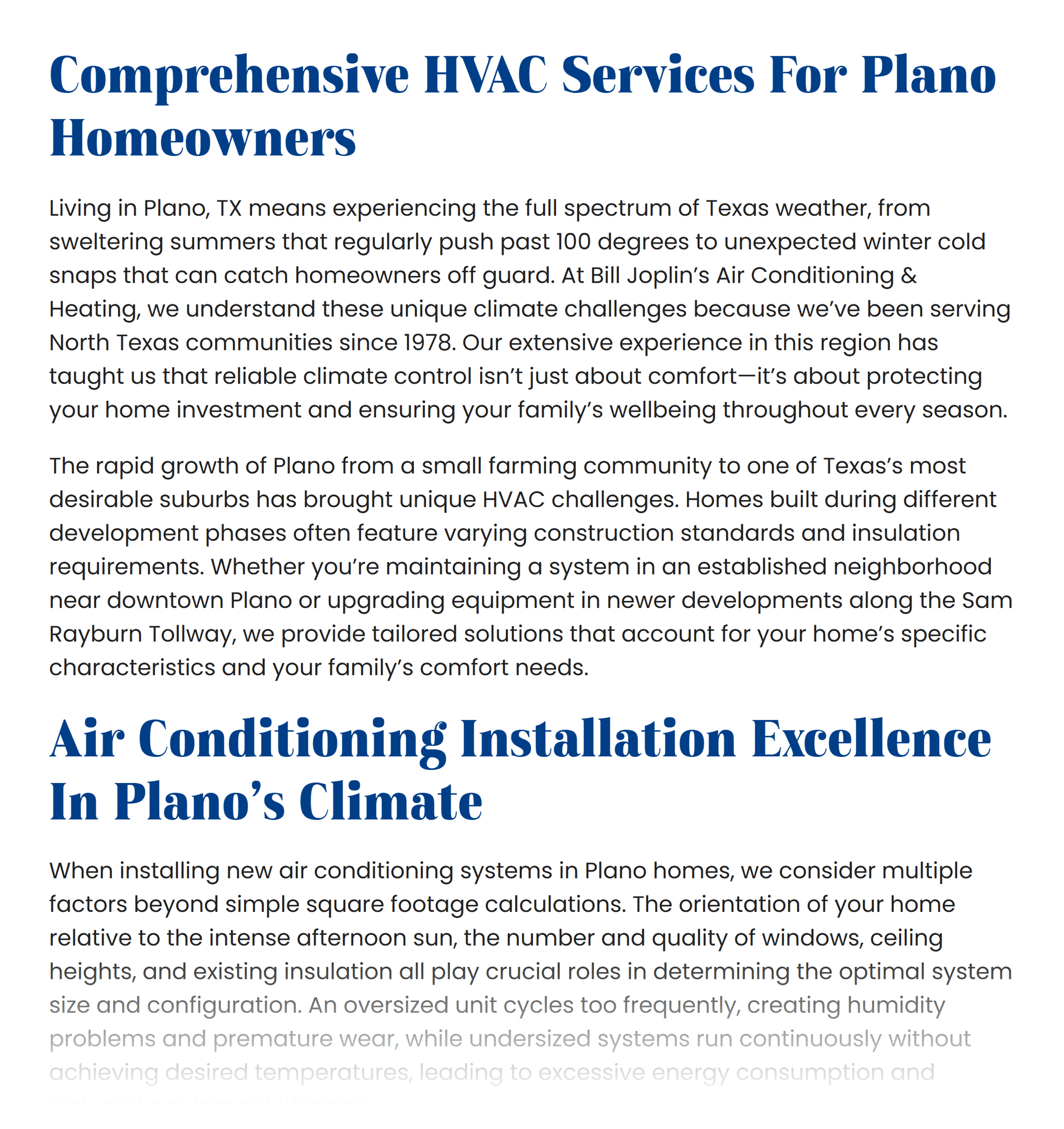 Joplins service areas – Plano