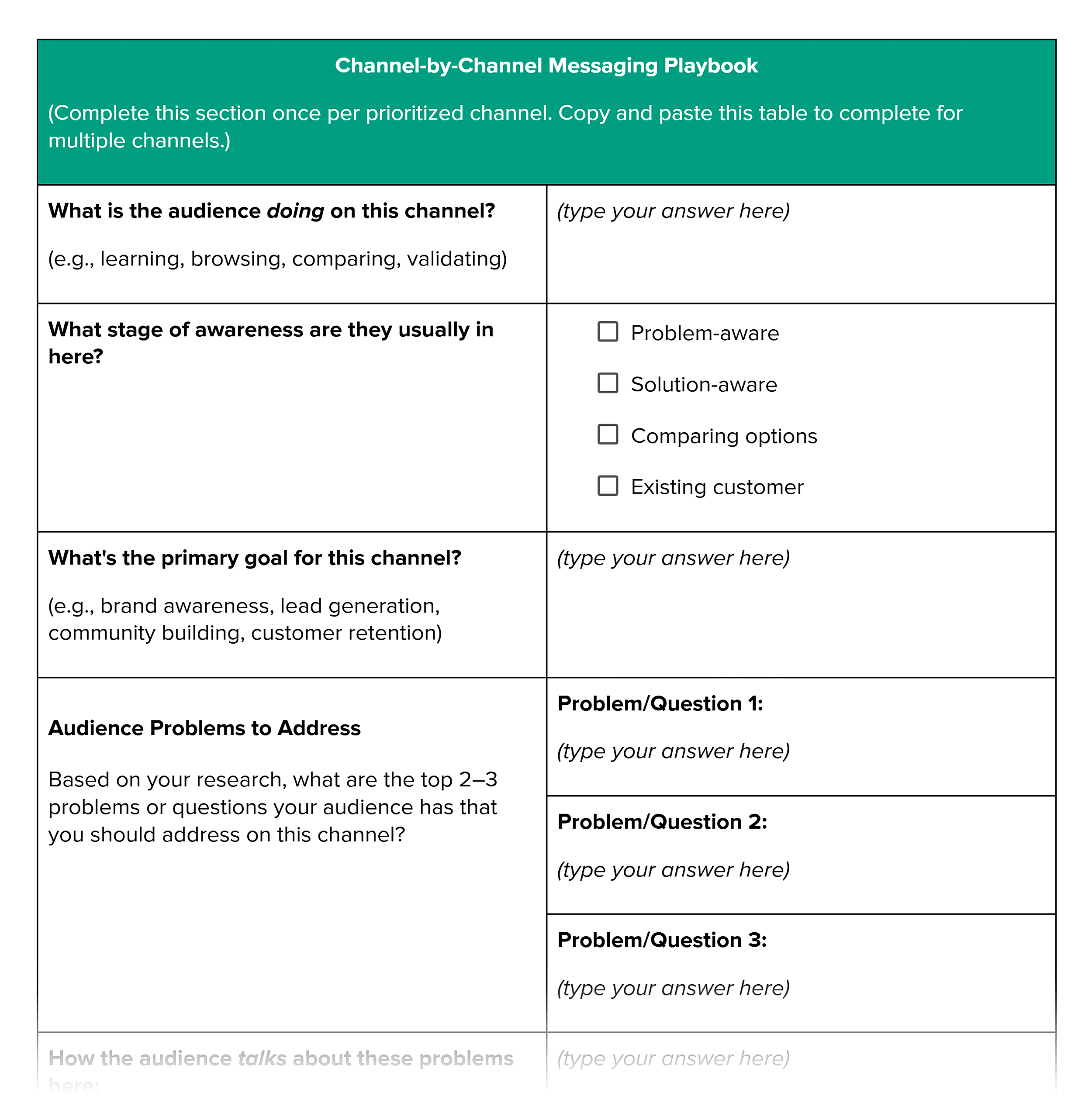 Marketing Strategy Workbook – Step 5