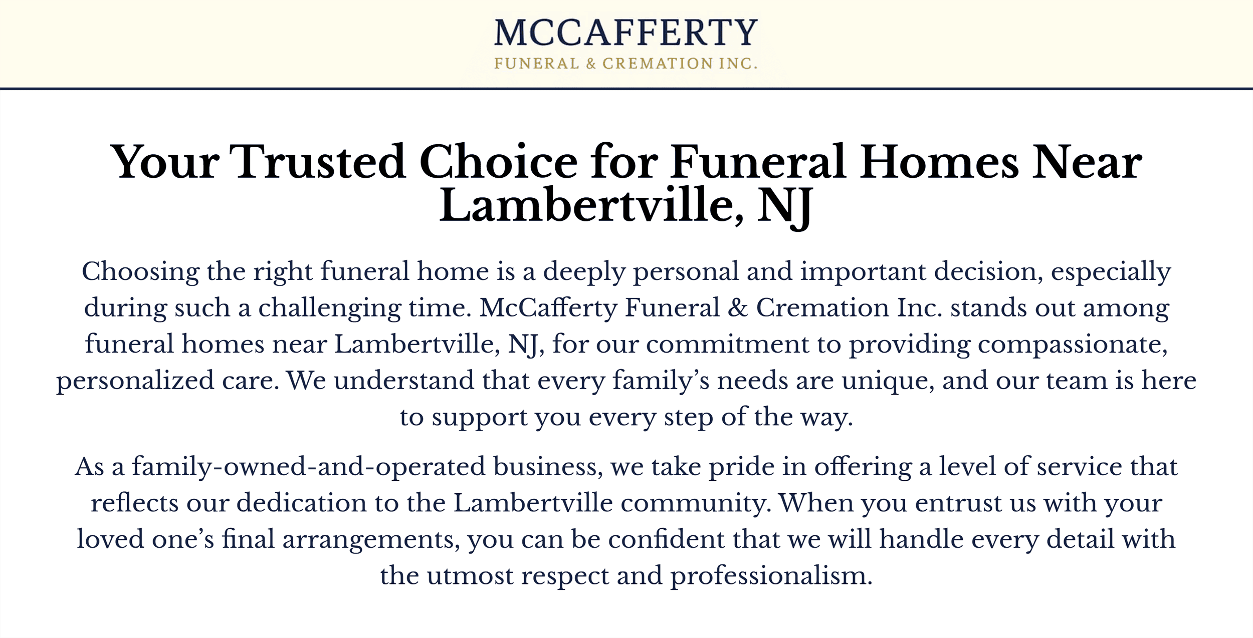 McCafferty Funeral Homes – Lambertville