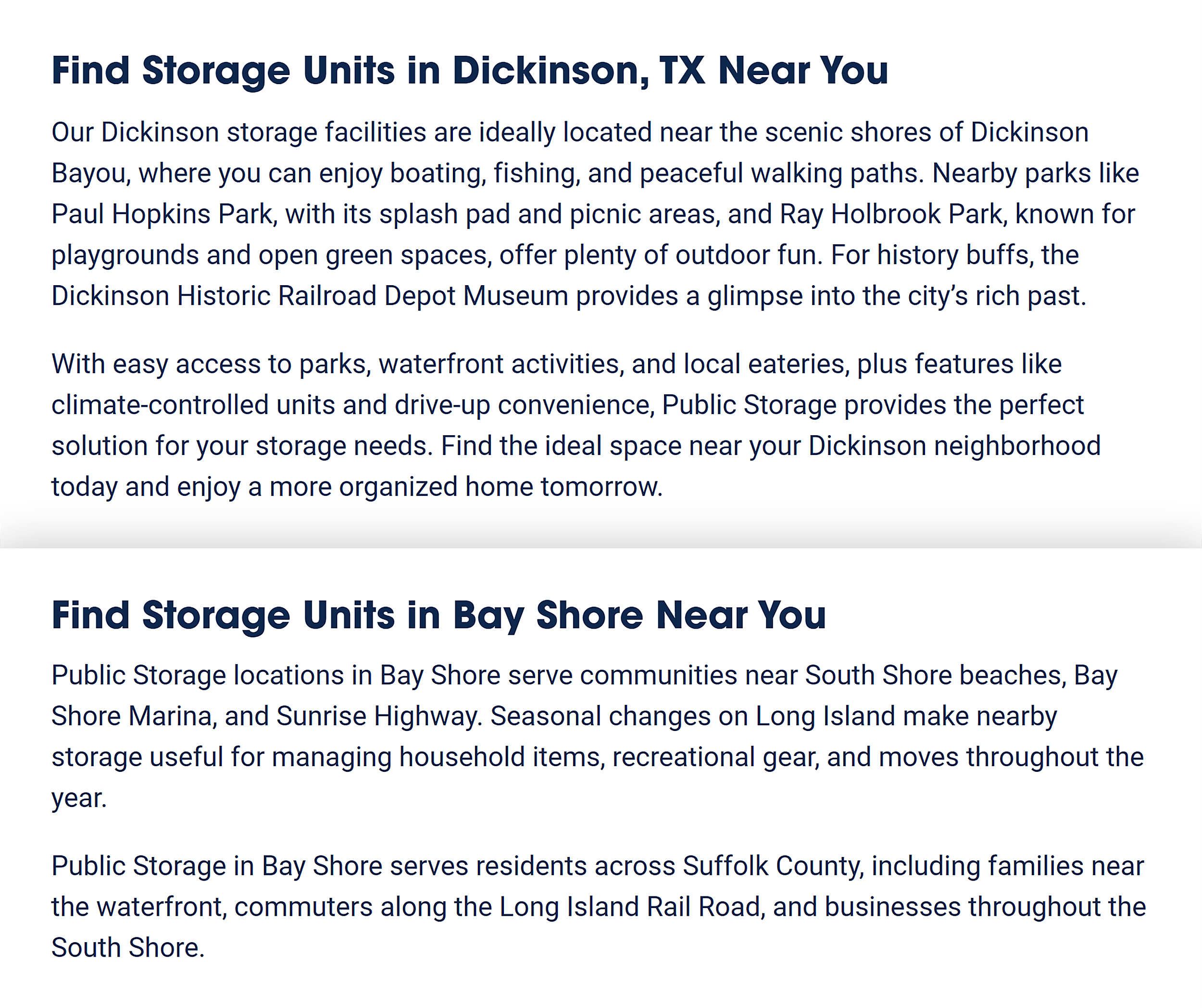 Public Storage – Different content