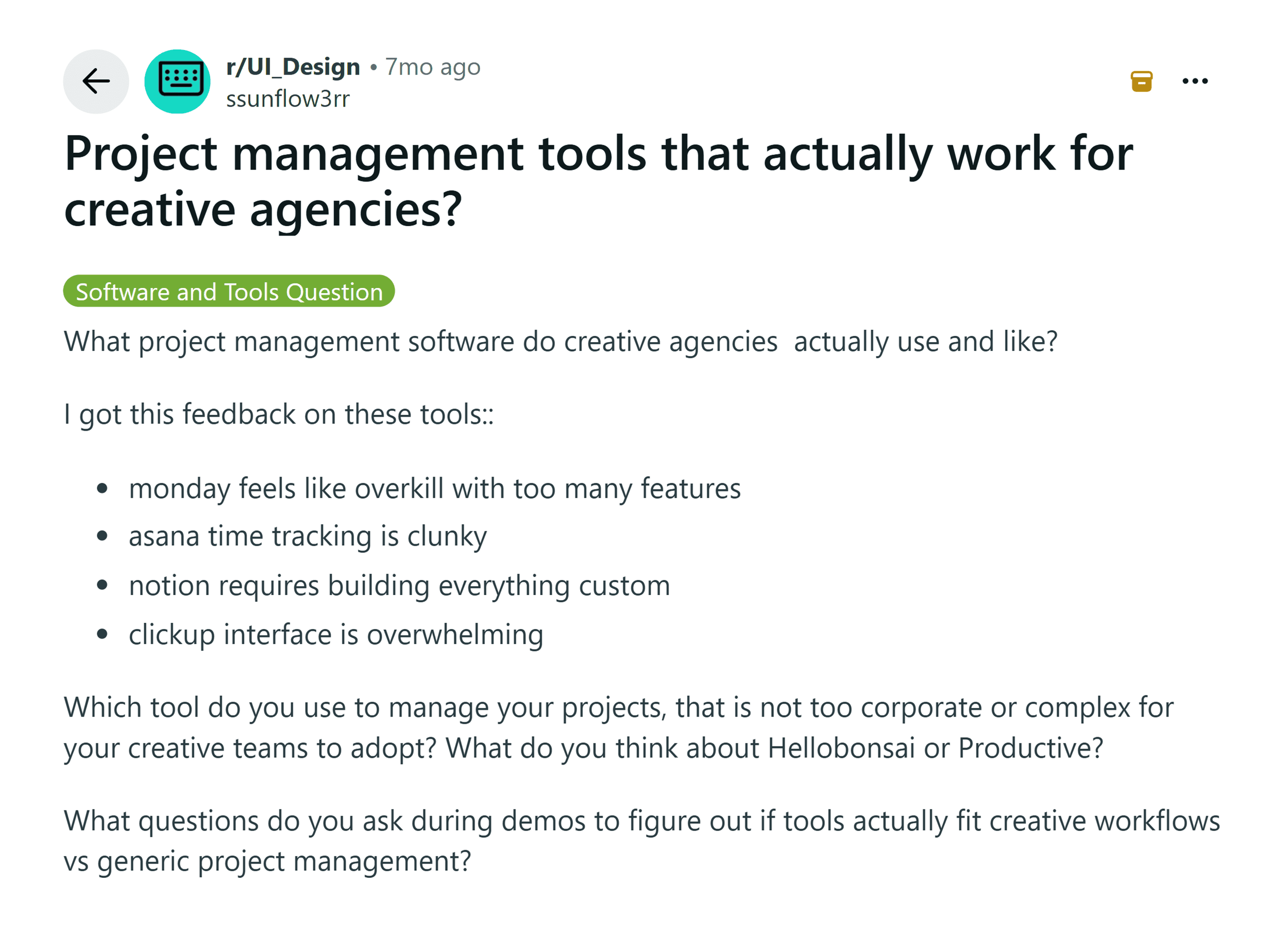 Reddit – Project management tools
