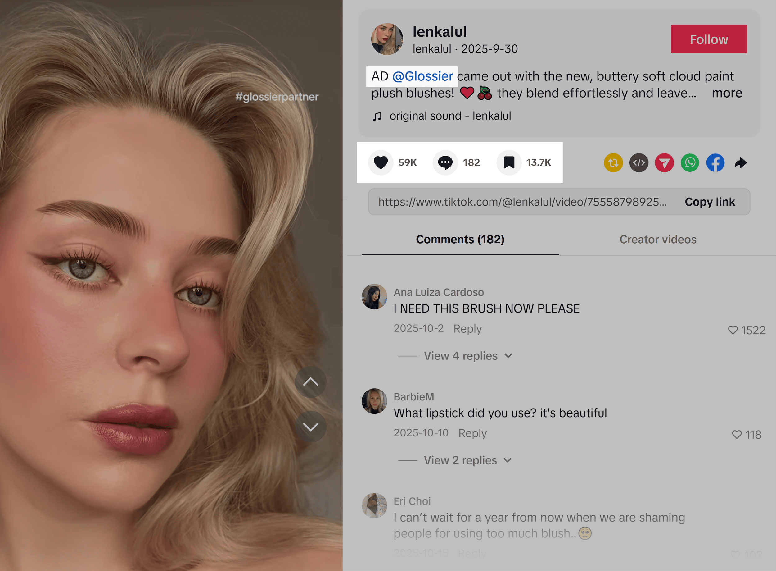TikTok – Lenkalul – Glossier