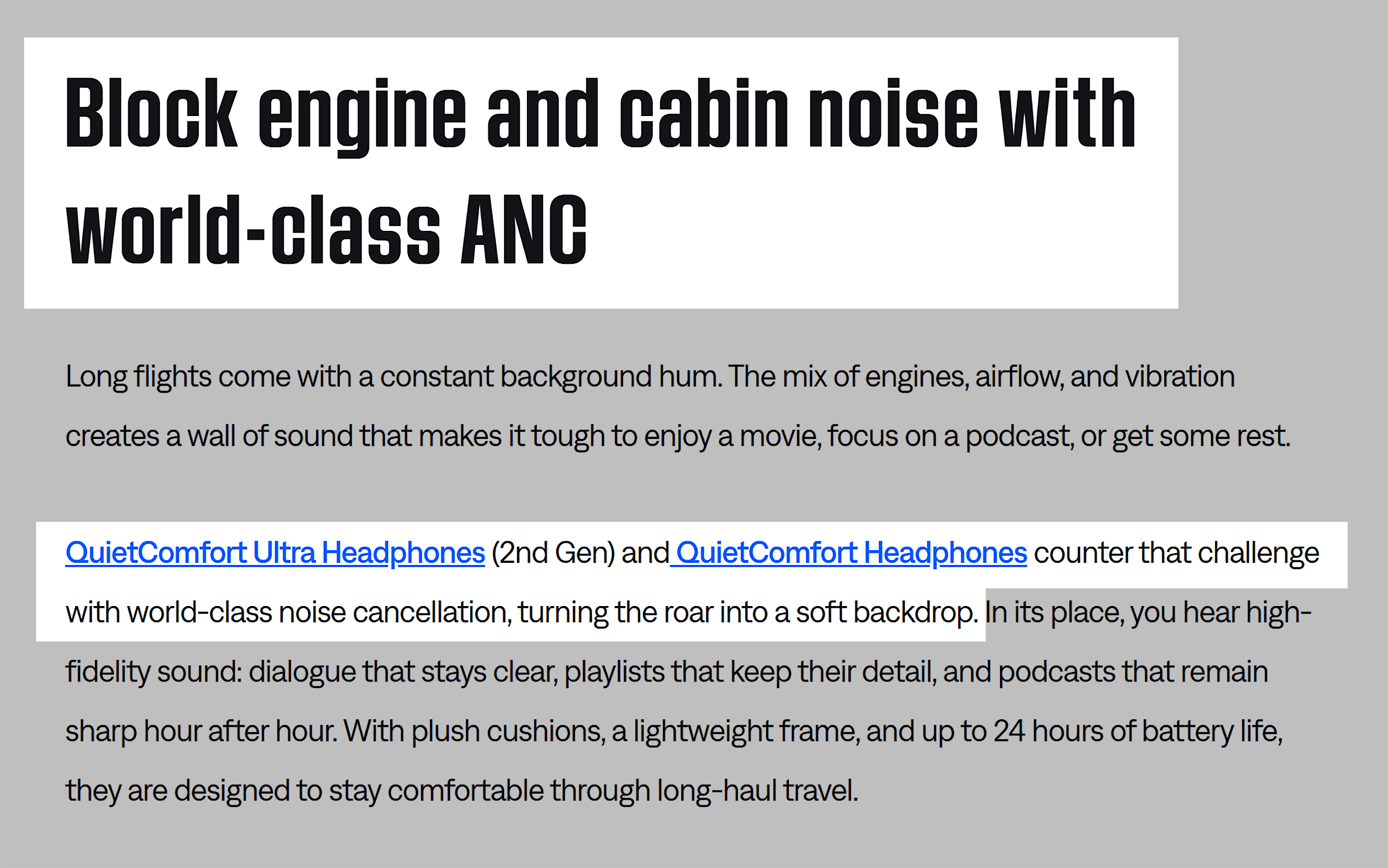 Bose – Noise cancelling headphones for flights