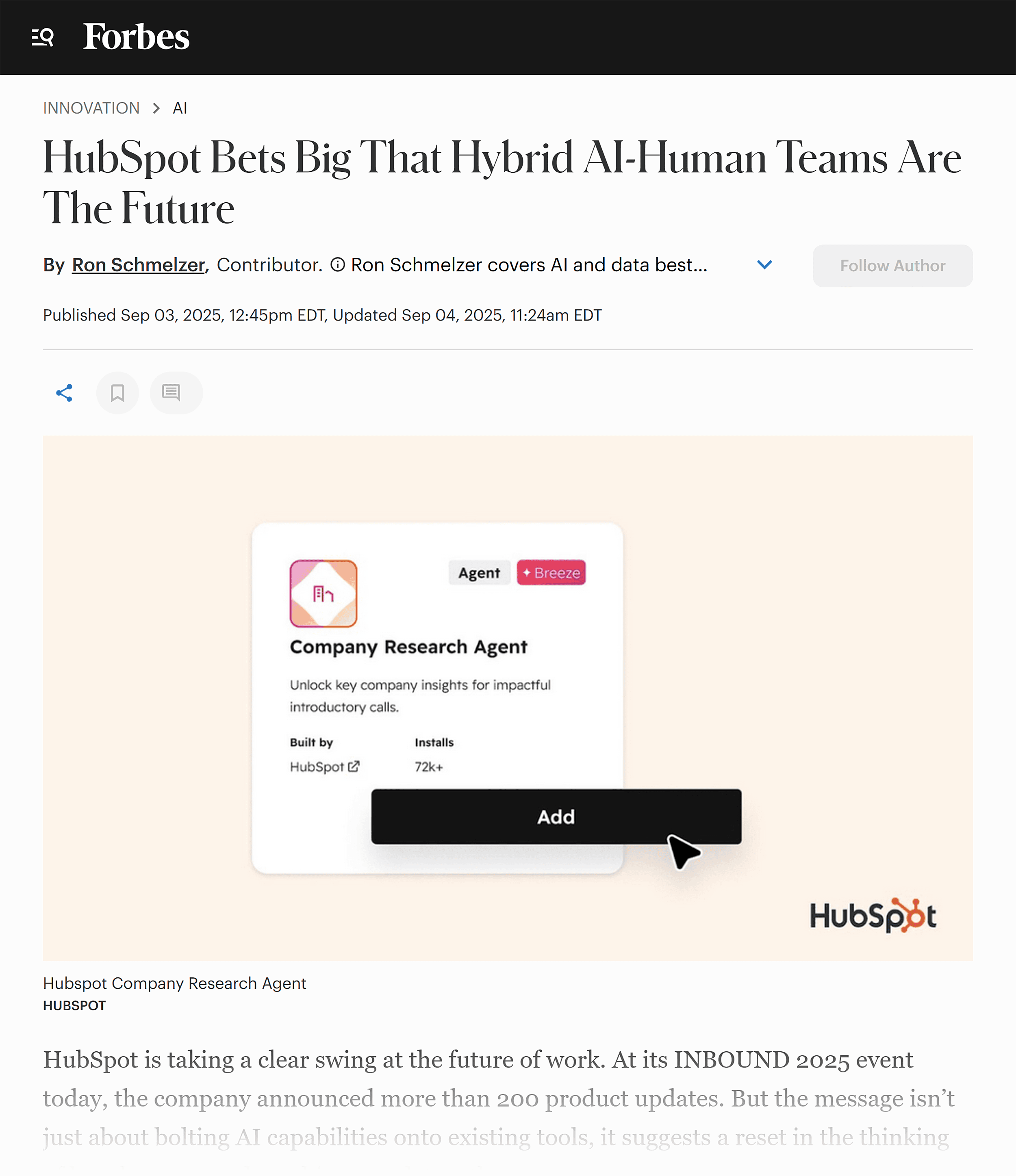 Forbes – HubSpot article