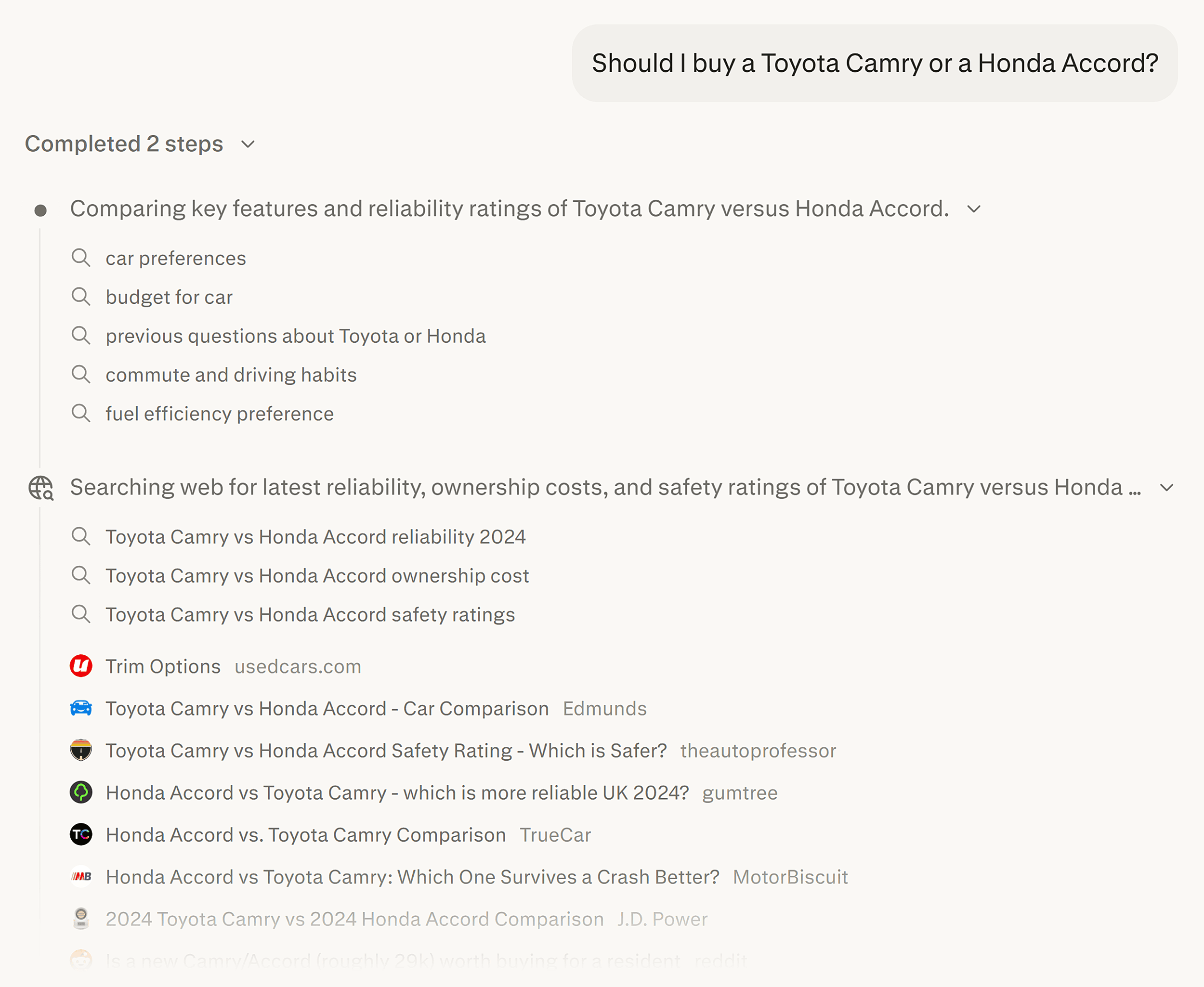 Perplexity – Toyota vs Honda
