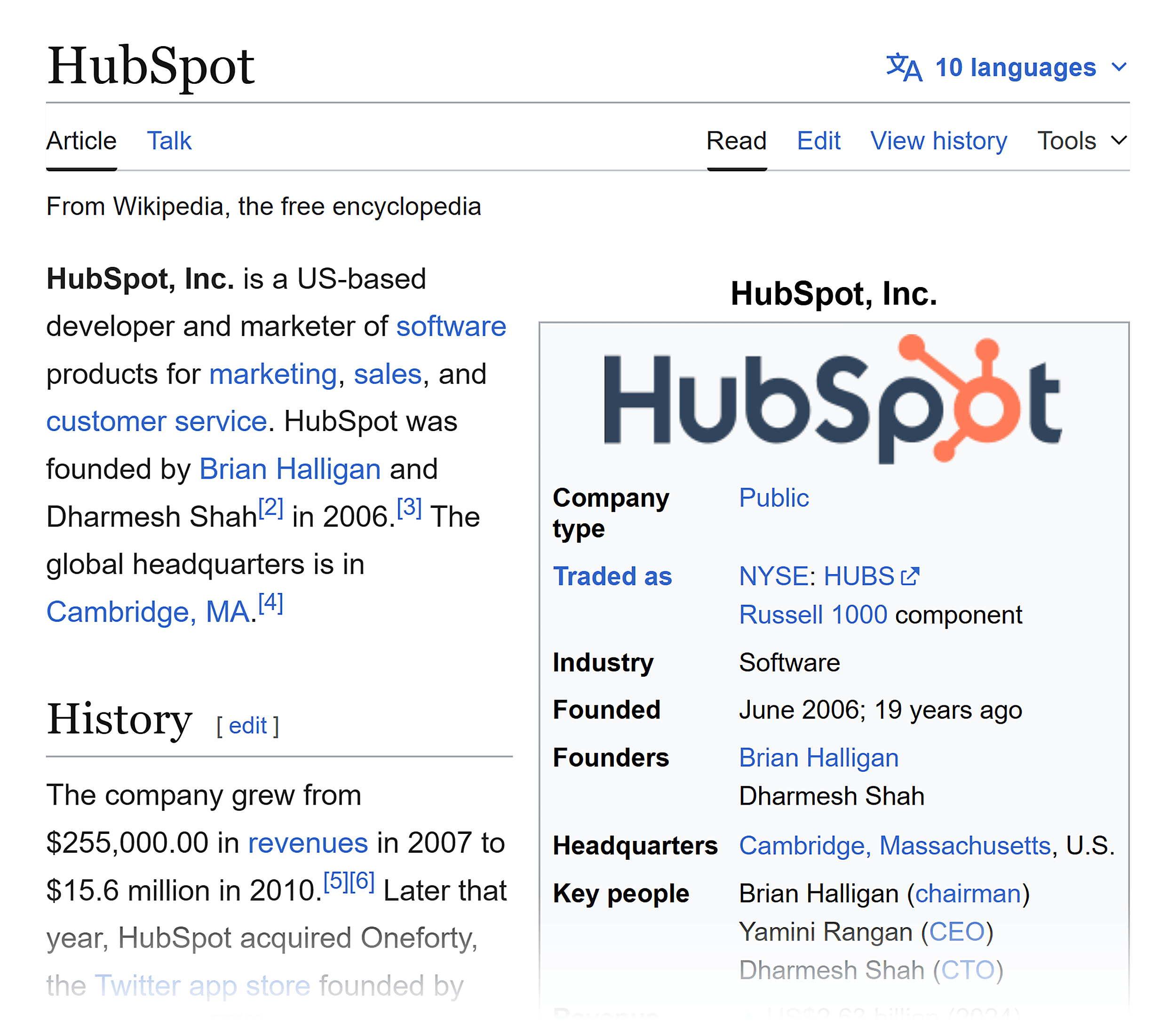 Wikipedia – HubSpot