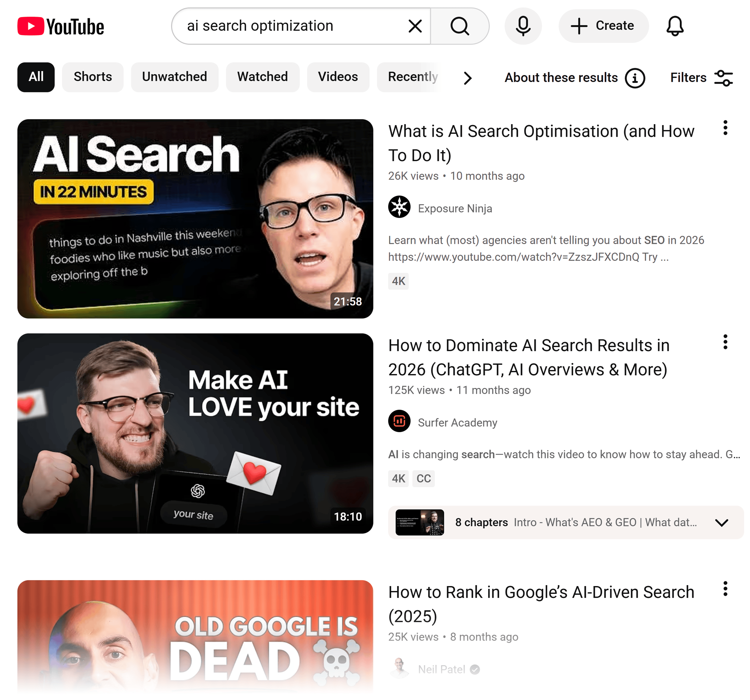 YouTube search – AI search optimization