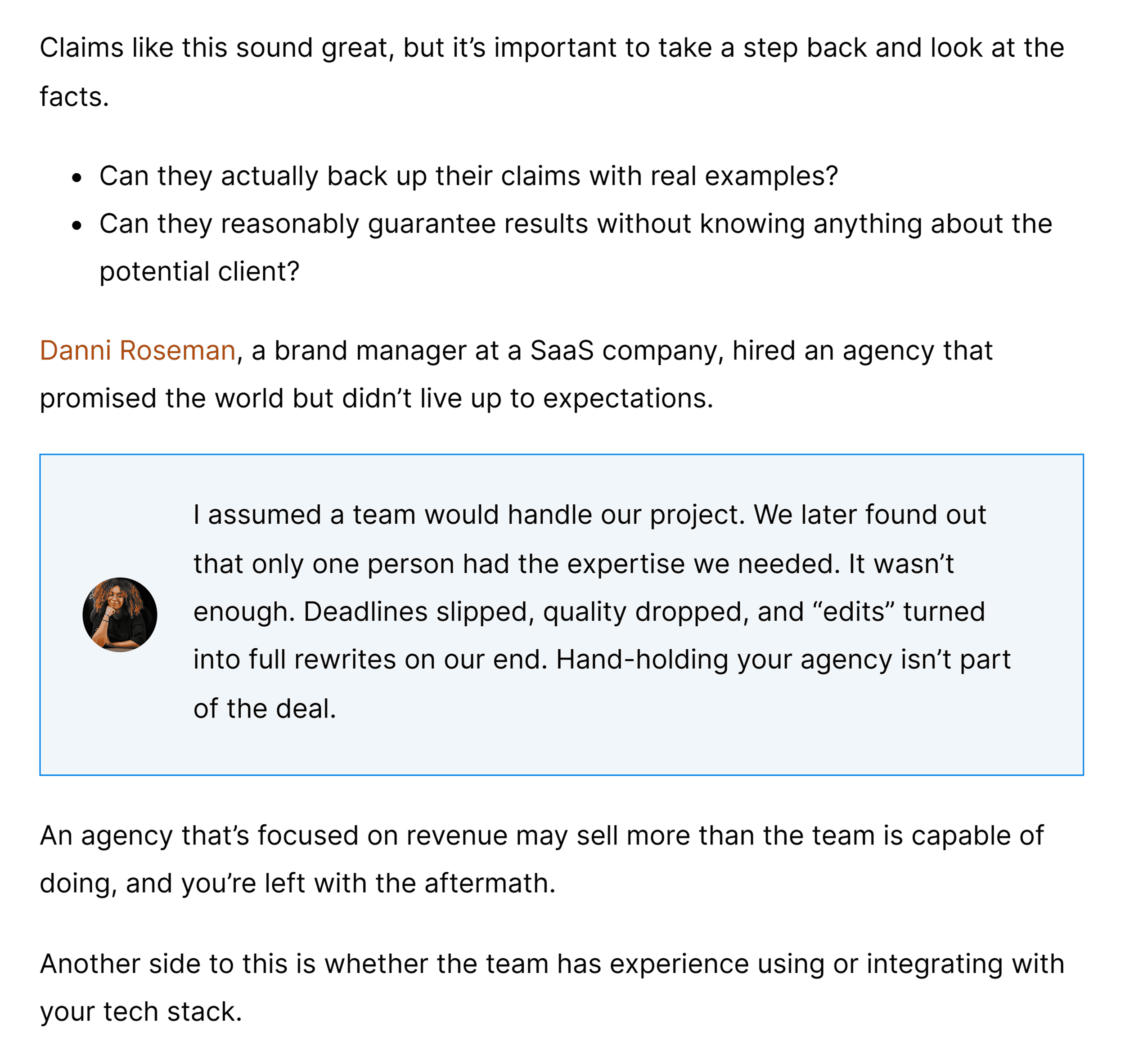 Backlinko – Choose a marketing agency – Expert quote