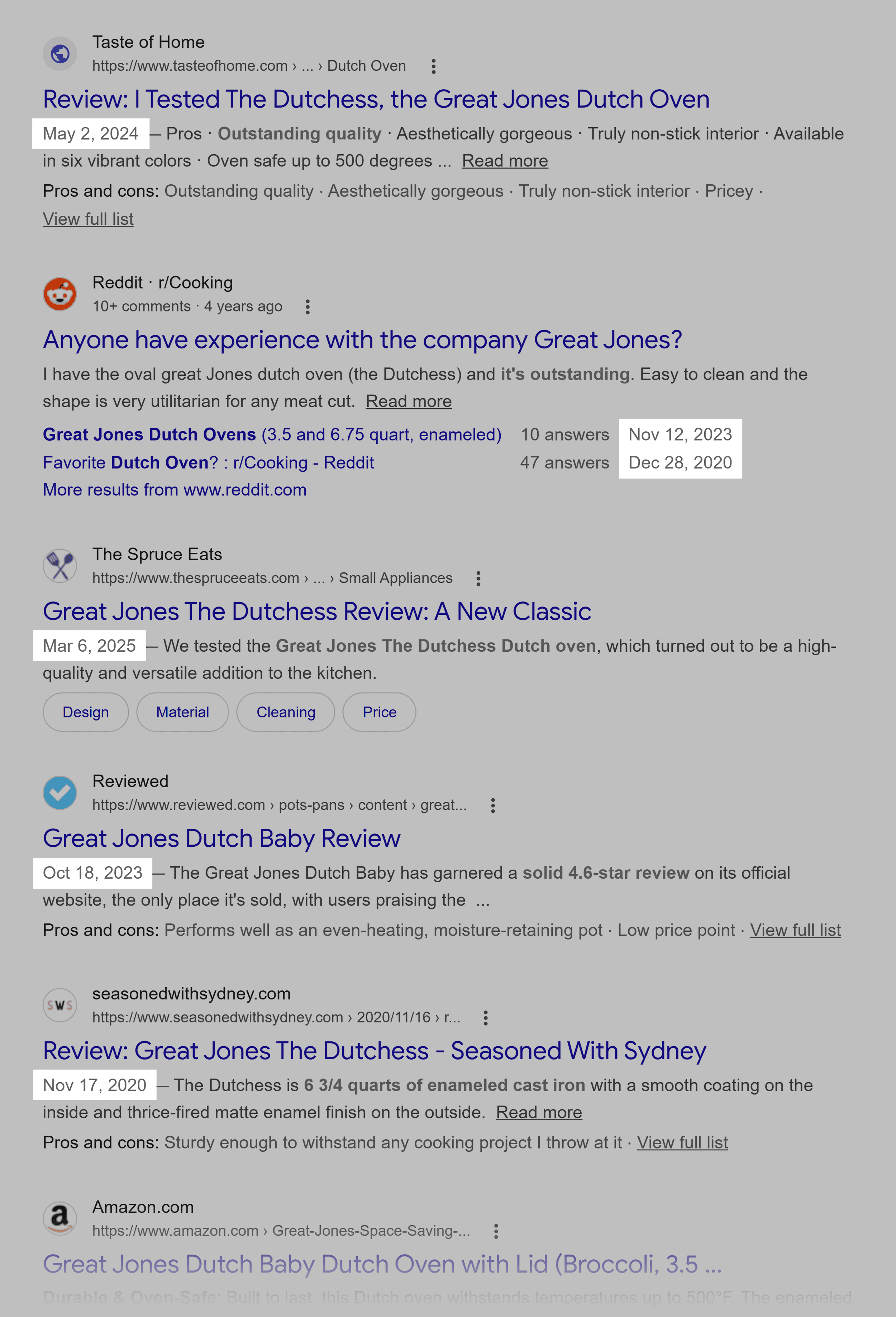 Google SERP – Great Jones Dutch ovens