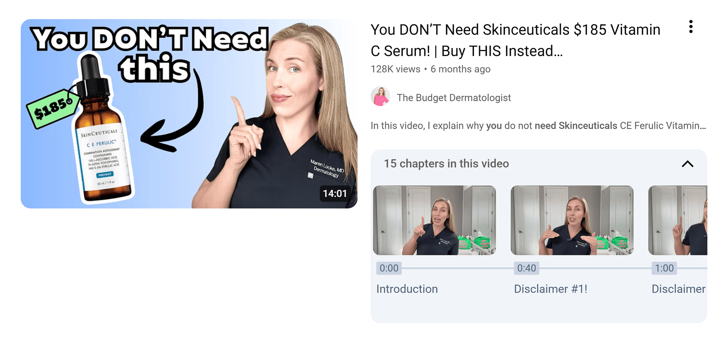 YouTube – The budget dermatologist video