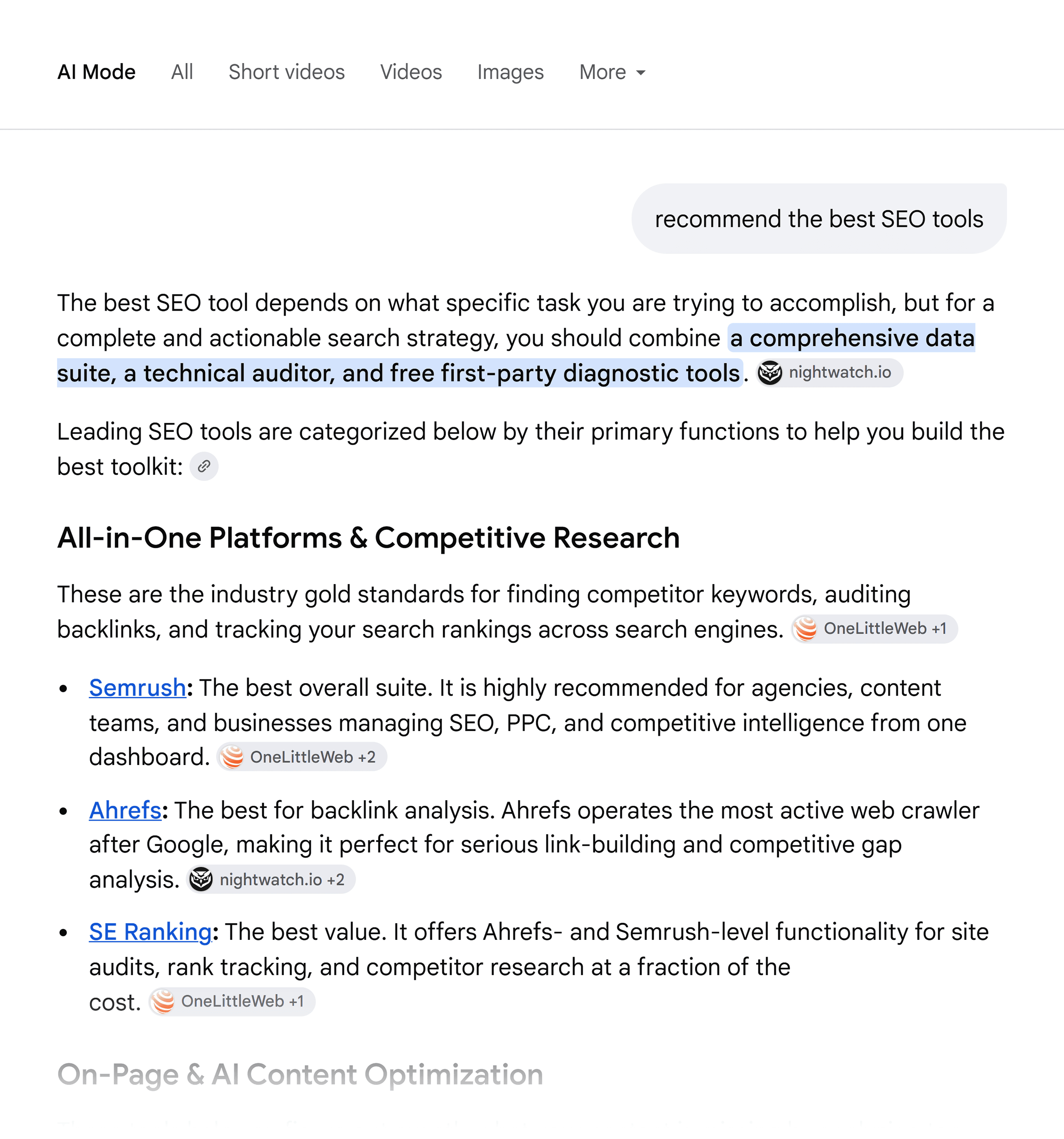Google AI Mode – Best SEO tools Google AI Mode – Best SEO tools