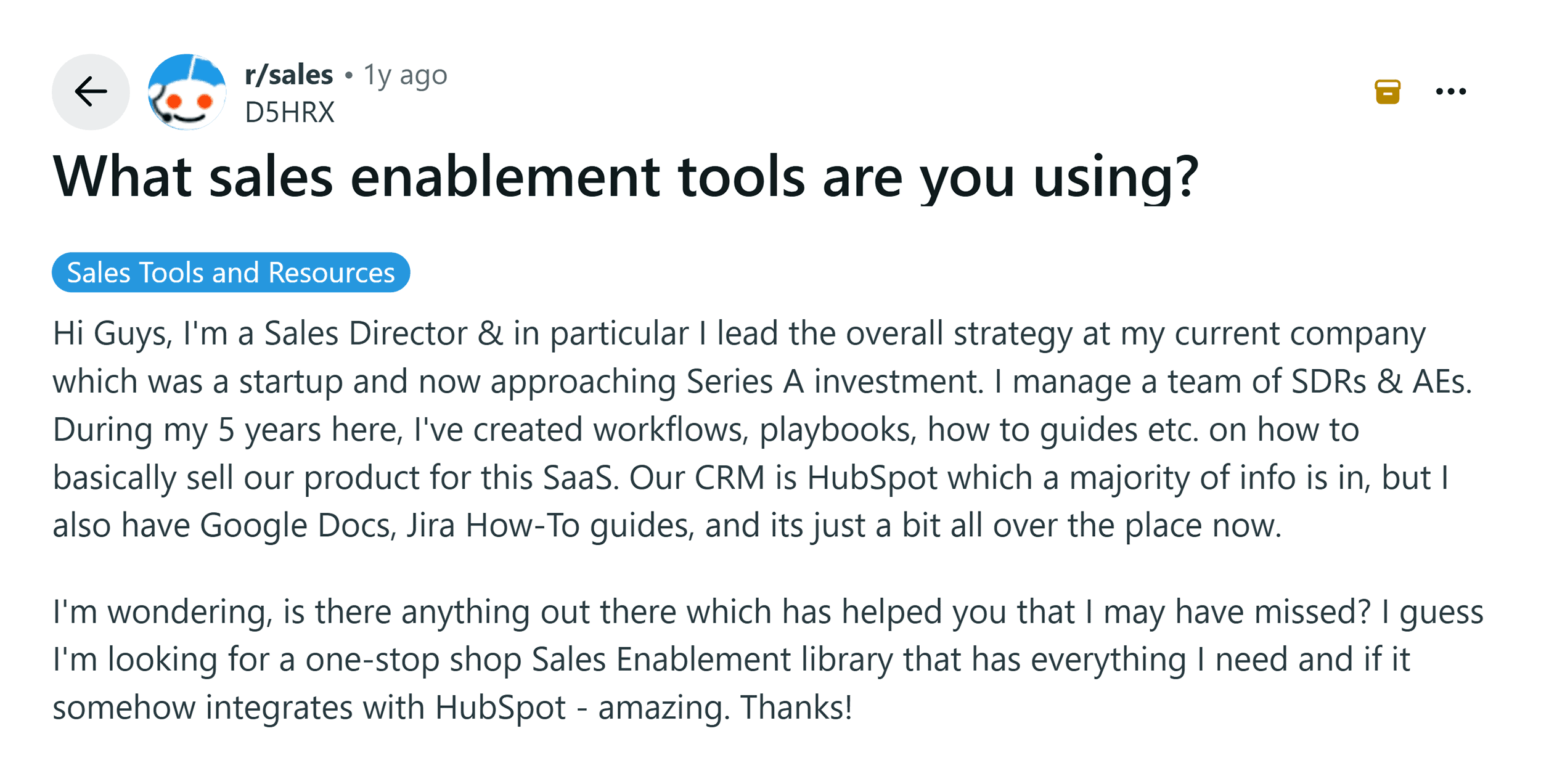 Reddit – Sales enablement tools Reddit – Sales enablement tools