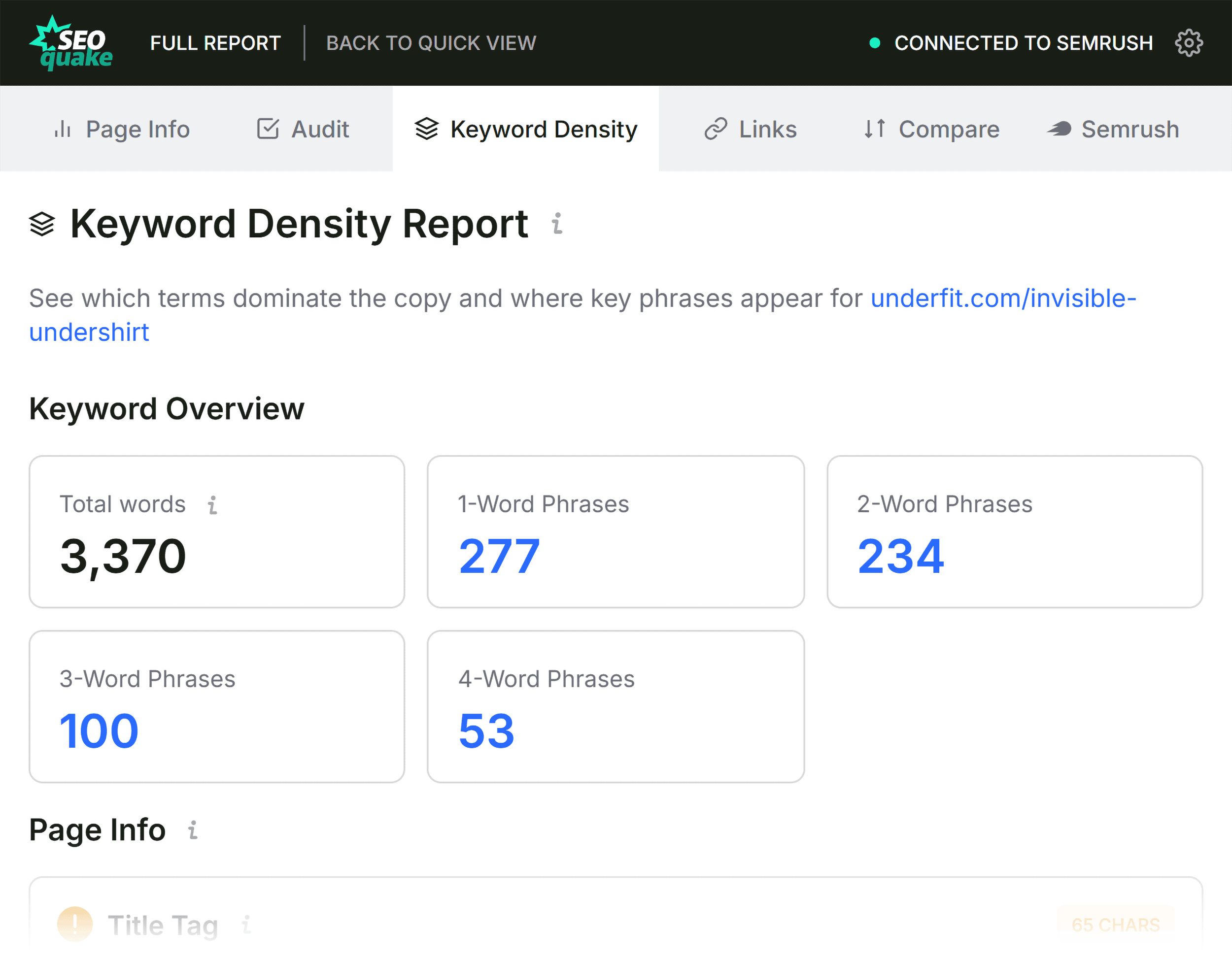 SEOQuake – Full report – Keyword Density