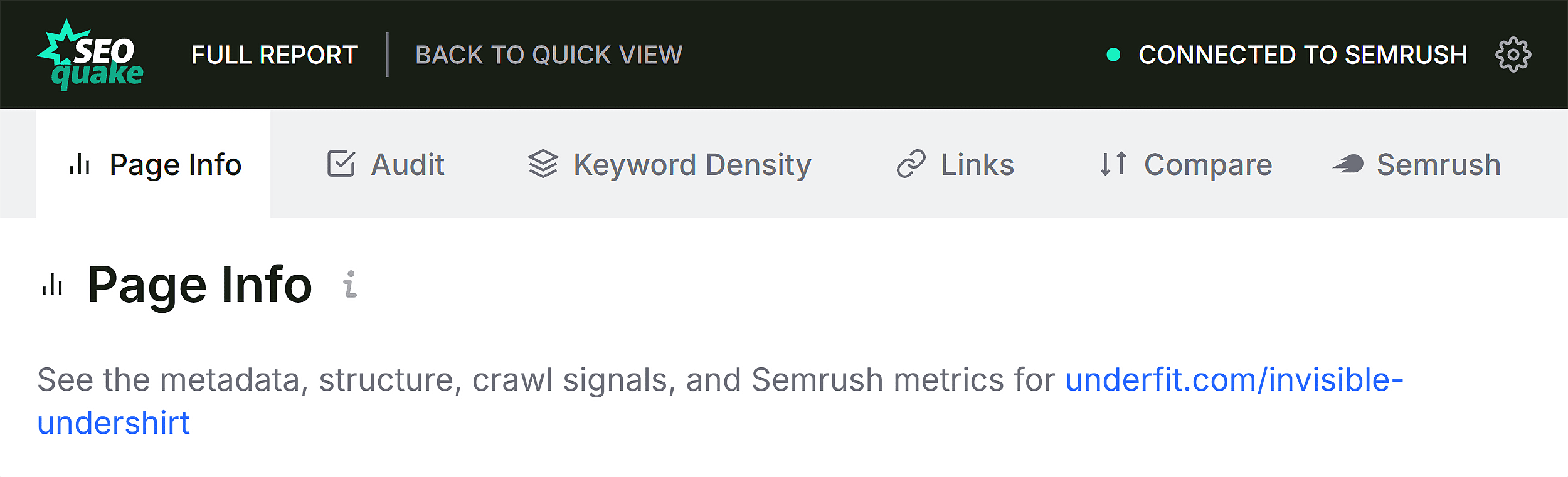 SEOQuake – Full report – Tabs