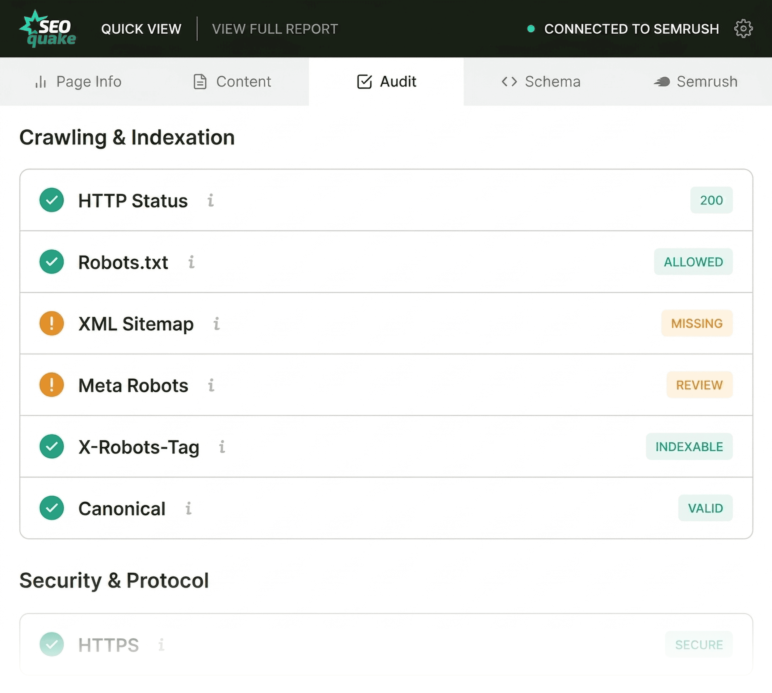 SEOQuake – Quick View – UnderFit – Audit