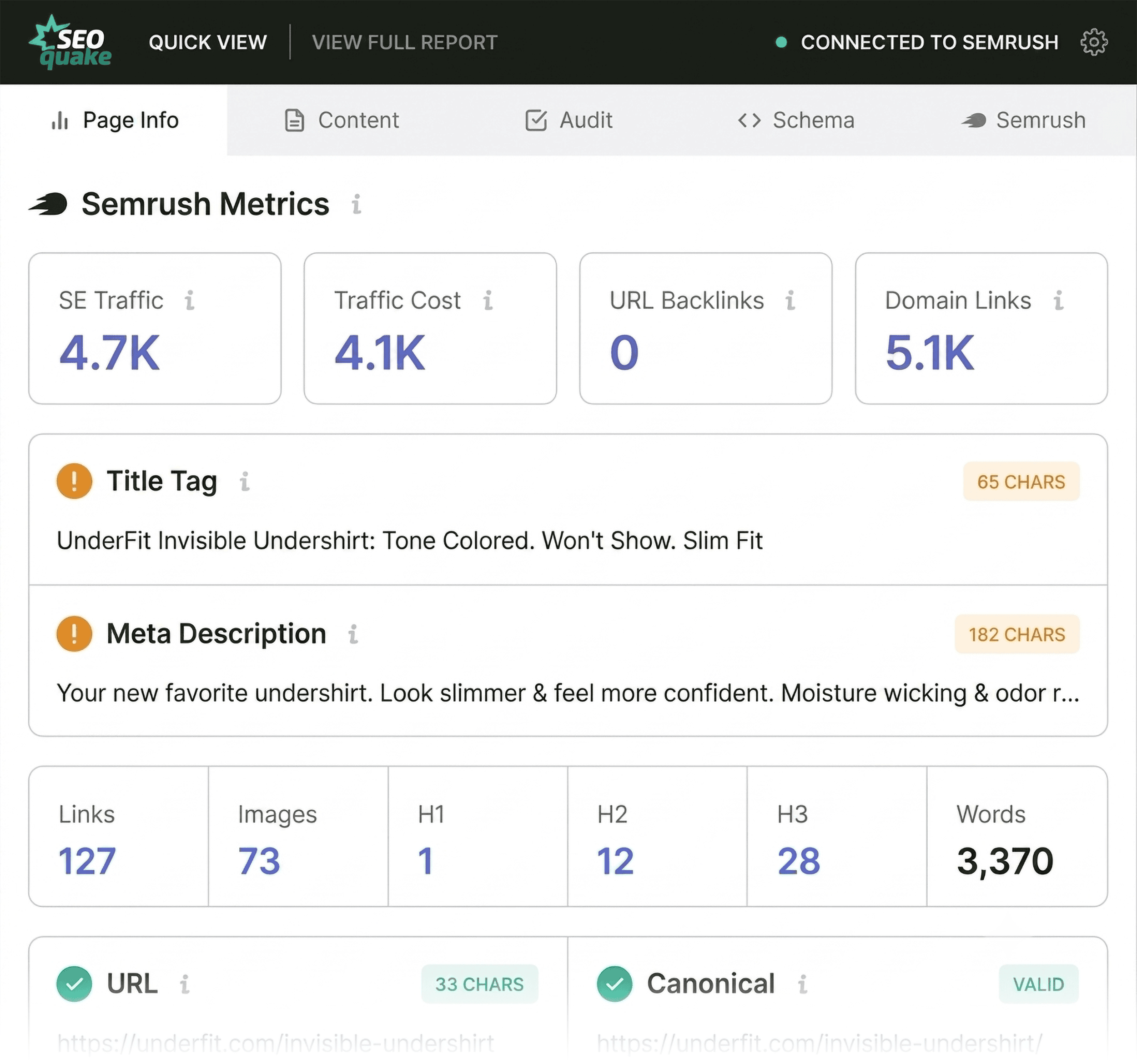 SEOQuake – Quick View – UnderFit