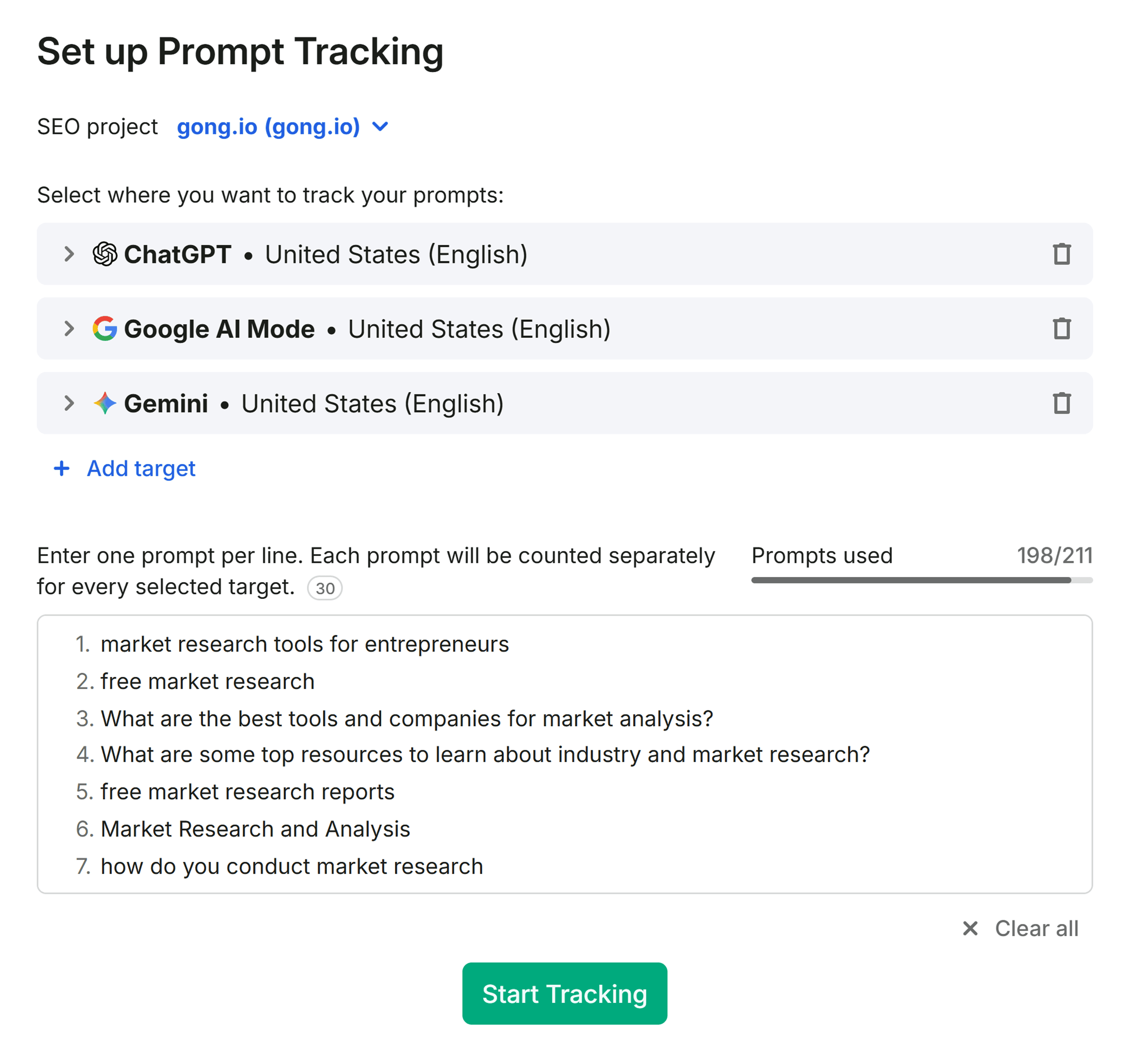 Visibility Overview – Gong – Prompt tracking Visibility Overview – Gong – Prompt tracking